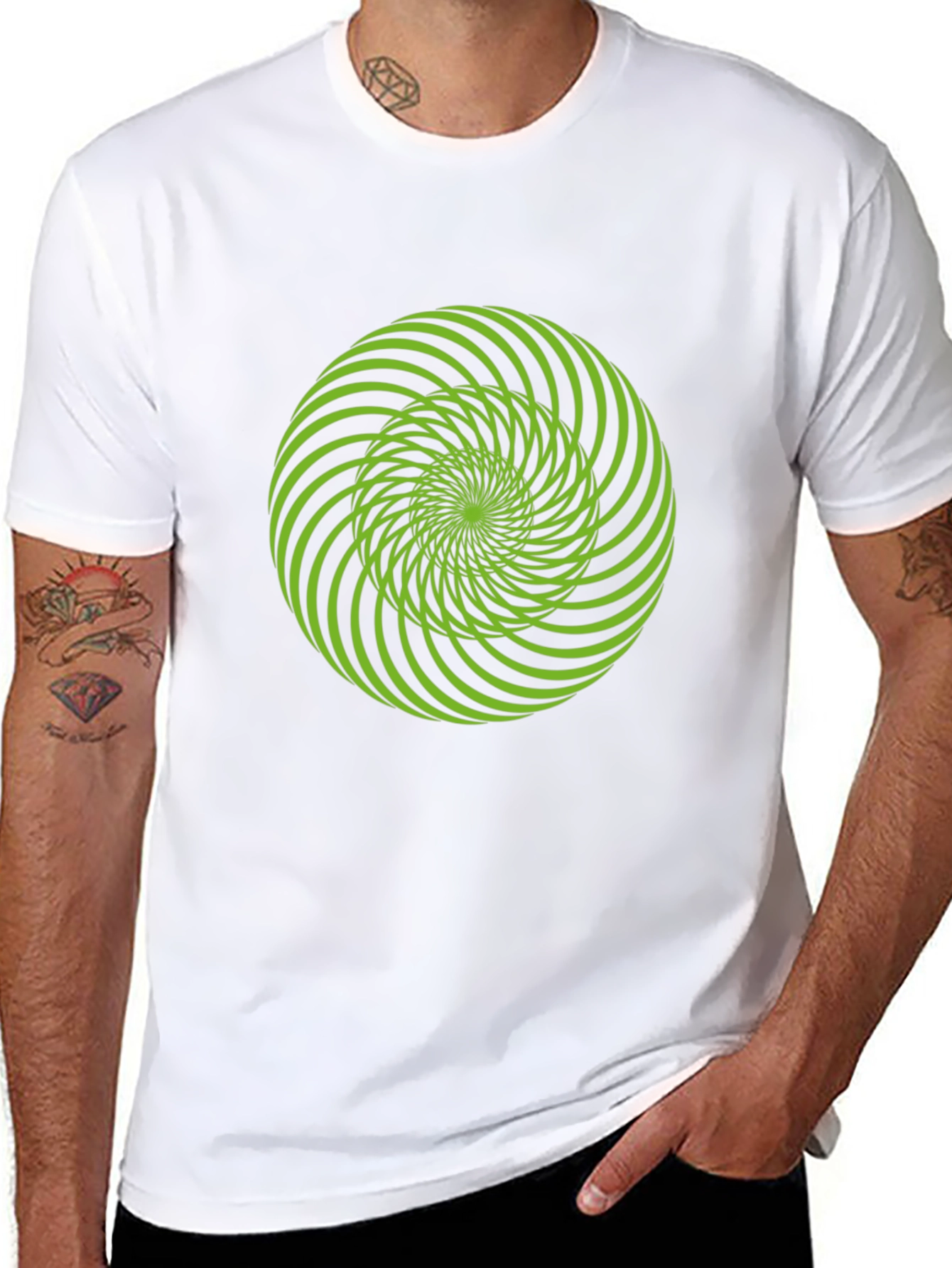 Hypnotic Swirl Graphic Tee - Black Cotton T-Shirt