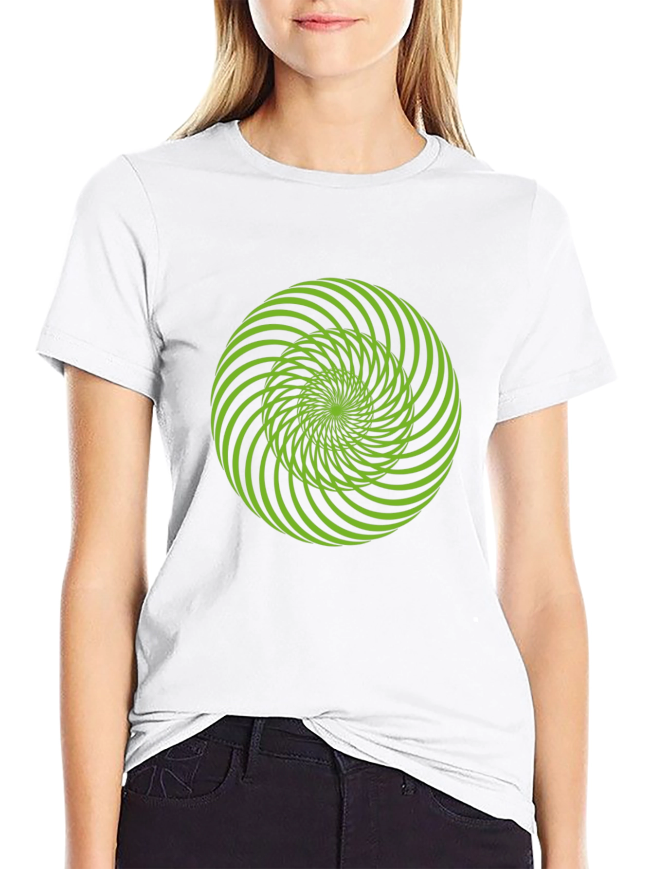 Hypnotic Swirl Graphic Tee - Black Cotton T-Shirt