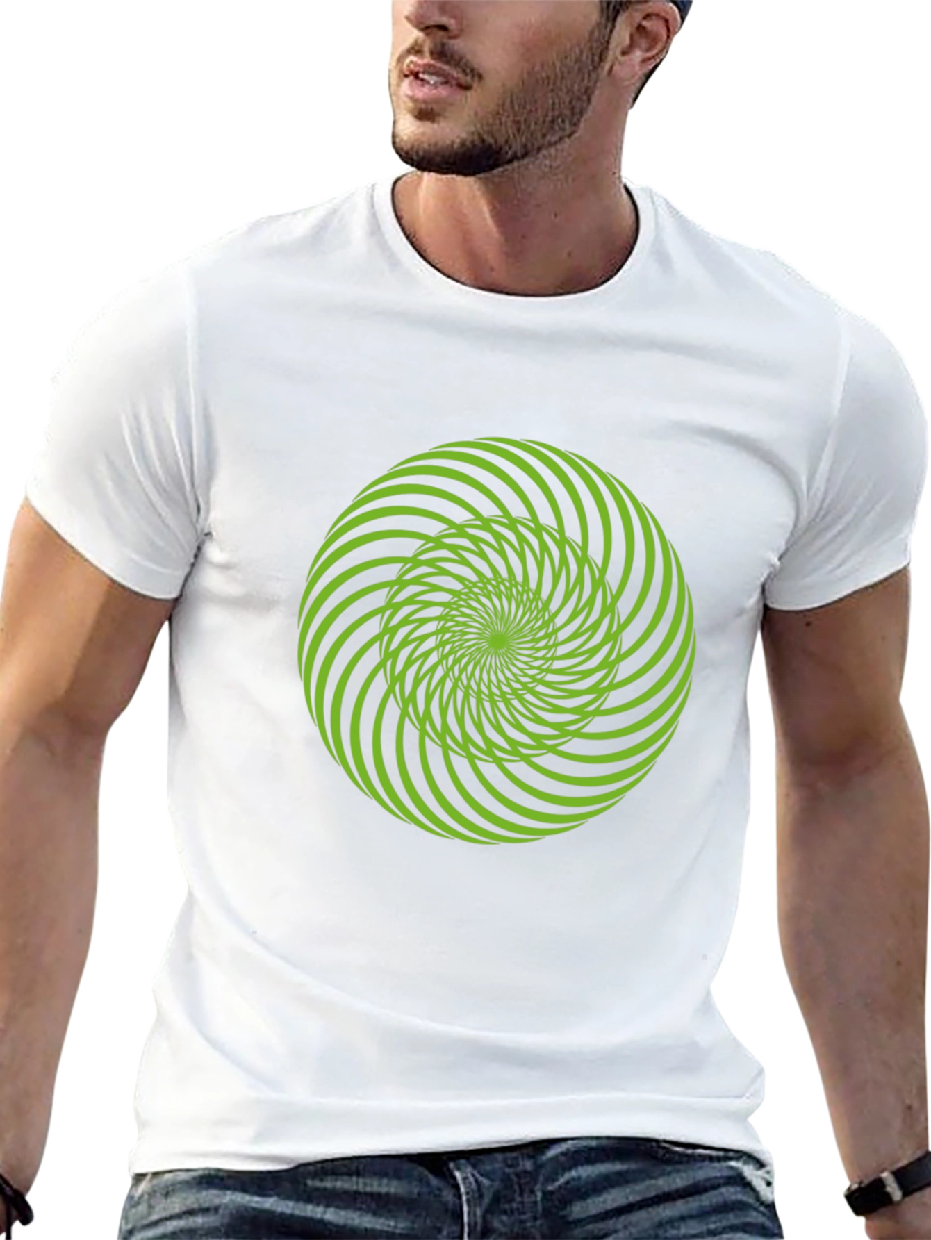 Hypnotic Swirl Graphic Tee - Black Cotton T-Shirt