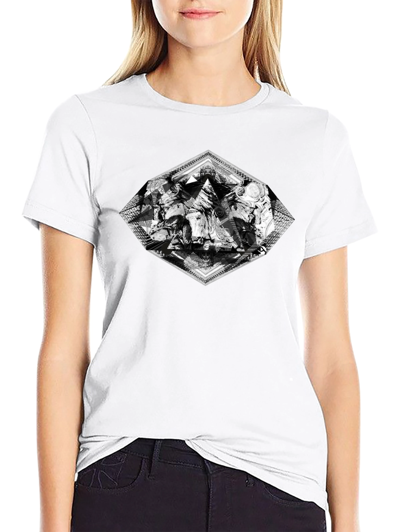 Abstract Diamond Graphic Black T-Shirt