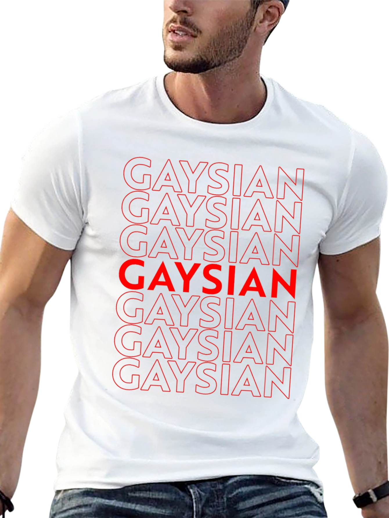 Gaysian Graphic T-Shirt - Bold Red Text on Black