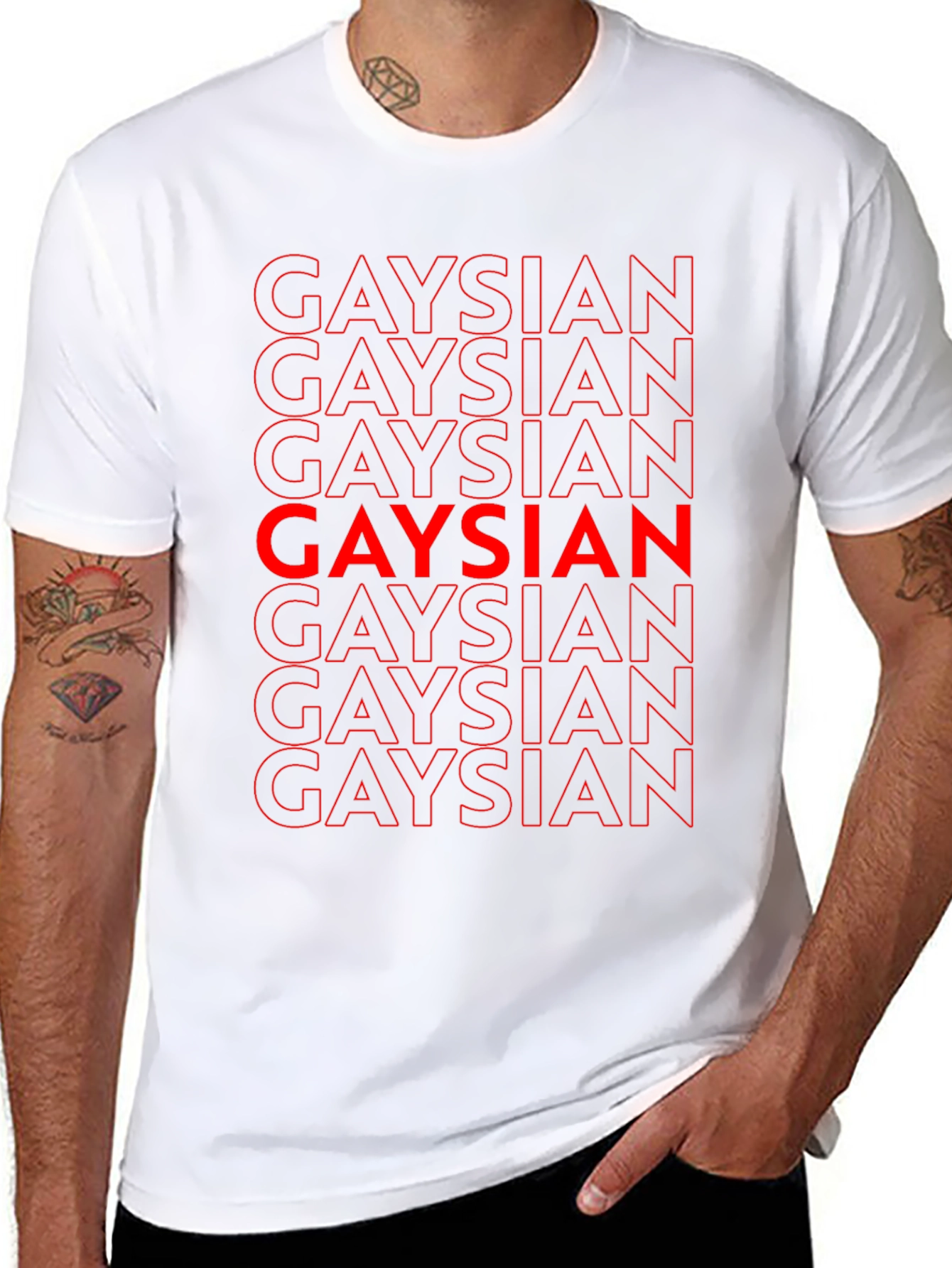 Gaysian Graphic T-Shirt - Bold Red Text on Black