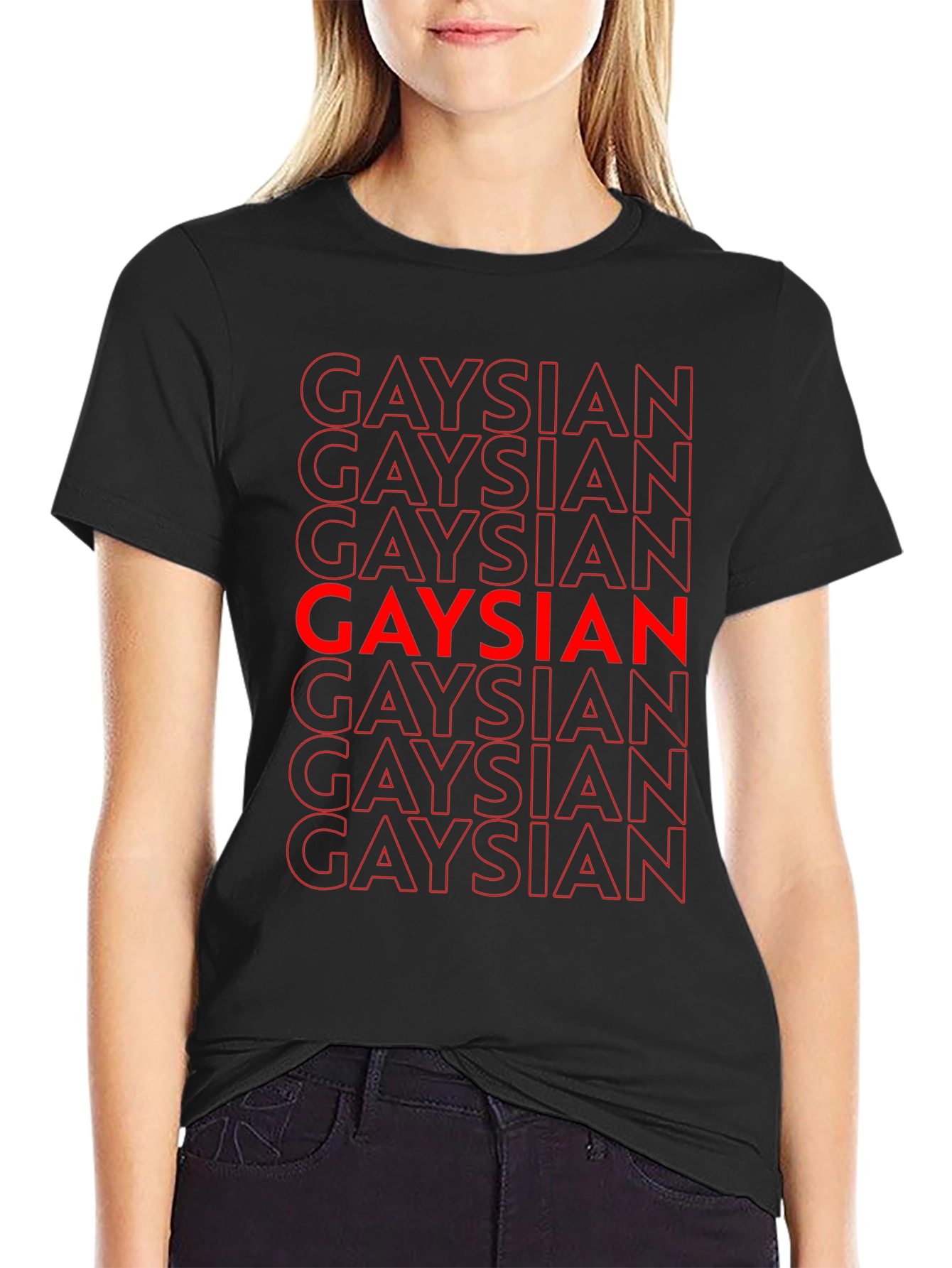 Gaysian Graphic T-Shirt - Bold Red Text on Black