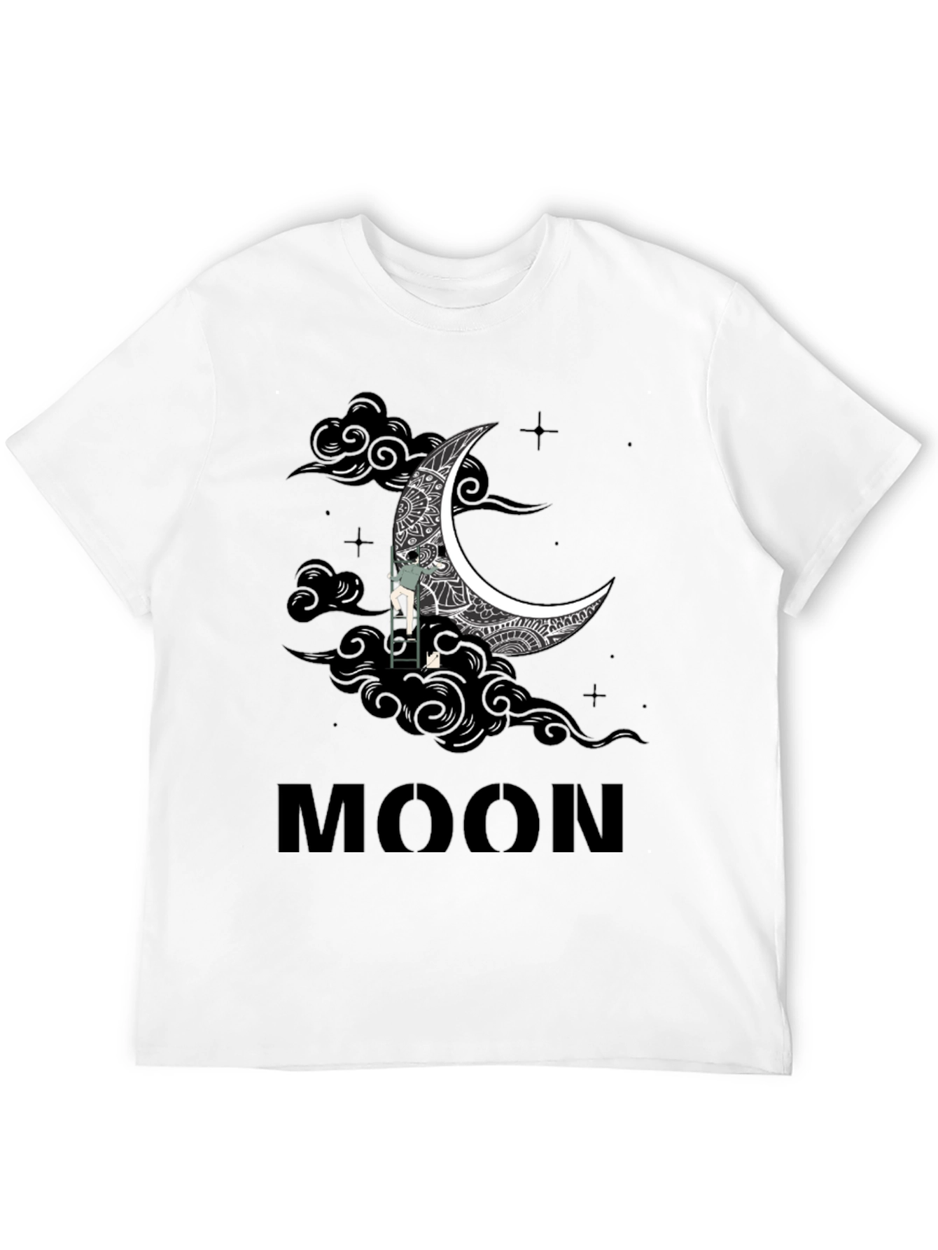 Mans Black Moon Graphic Tee Shirt
