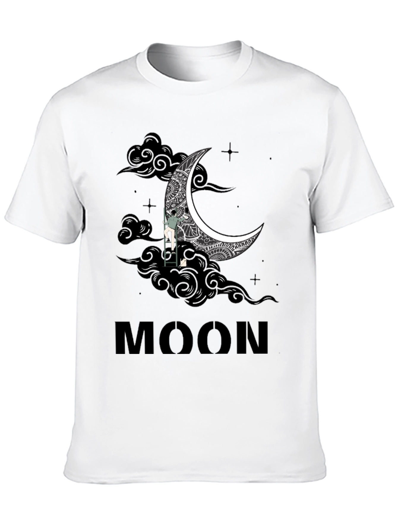 Mans Black Moon Graphic Tee Shirt