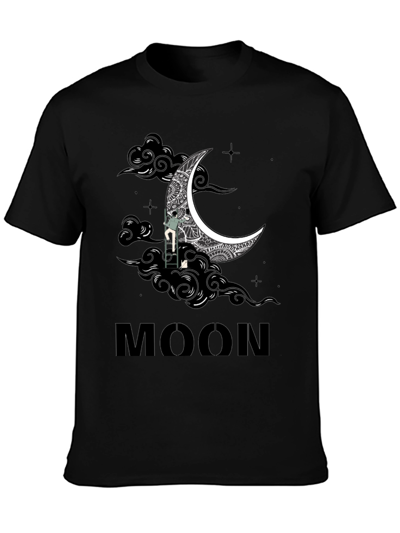 Mans Black Moon Graphic Tee Shirt