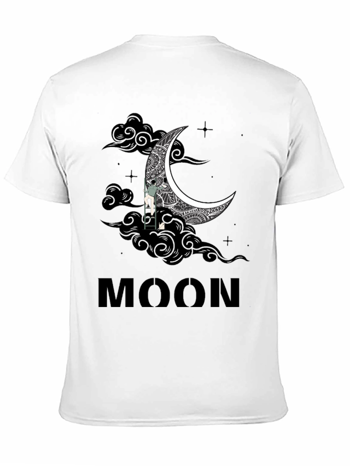 Mans Black Moon Graphic Tee Shirt