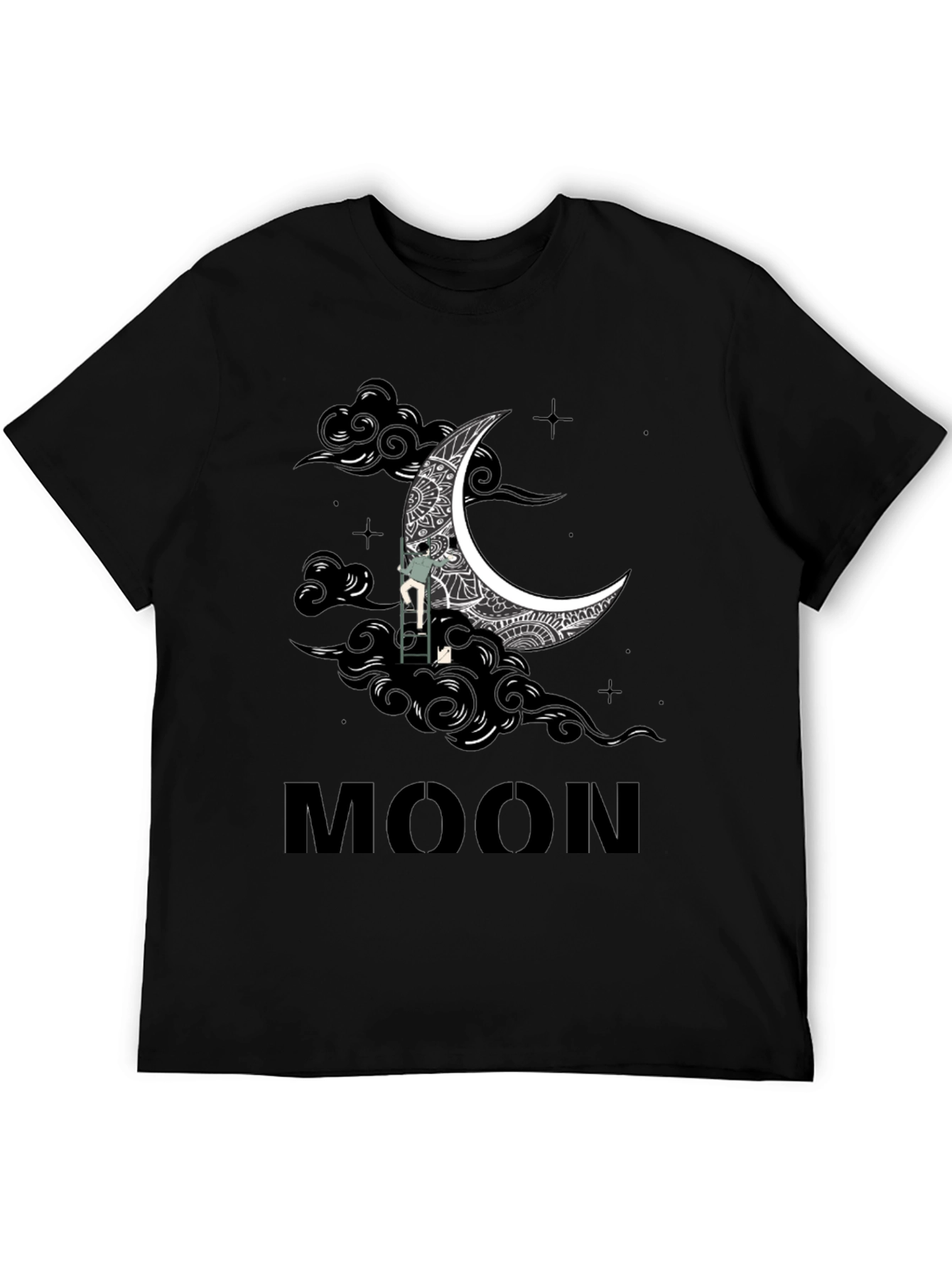Mans Black Moon Graphic Tee Shirt