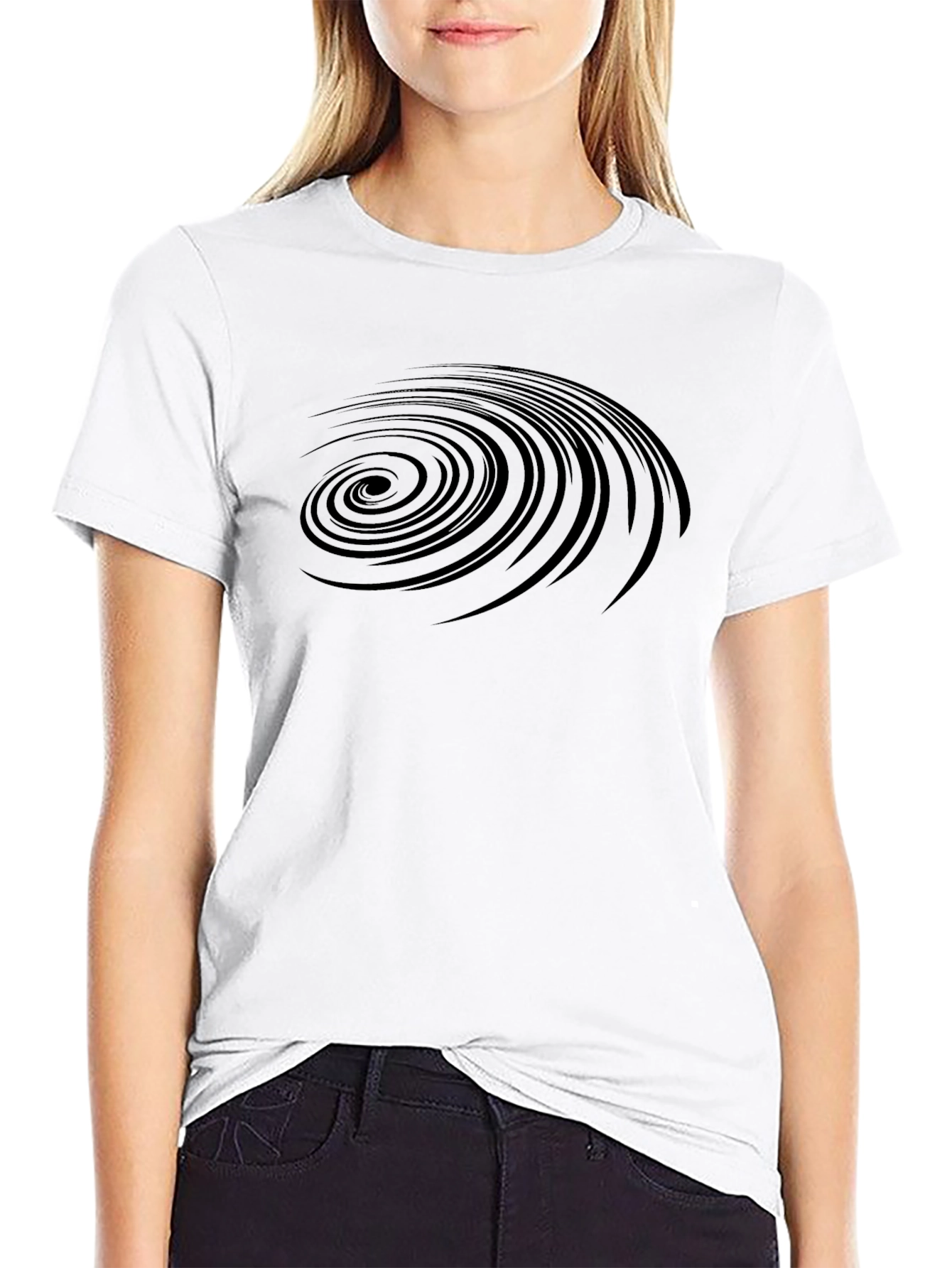 Abstract Swirl Graphic Tee - Black Cotton Comfort