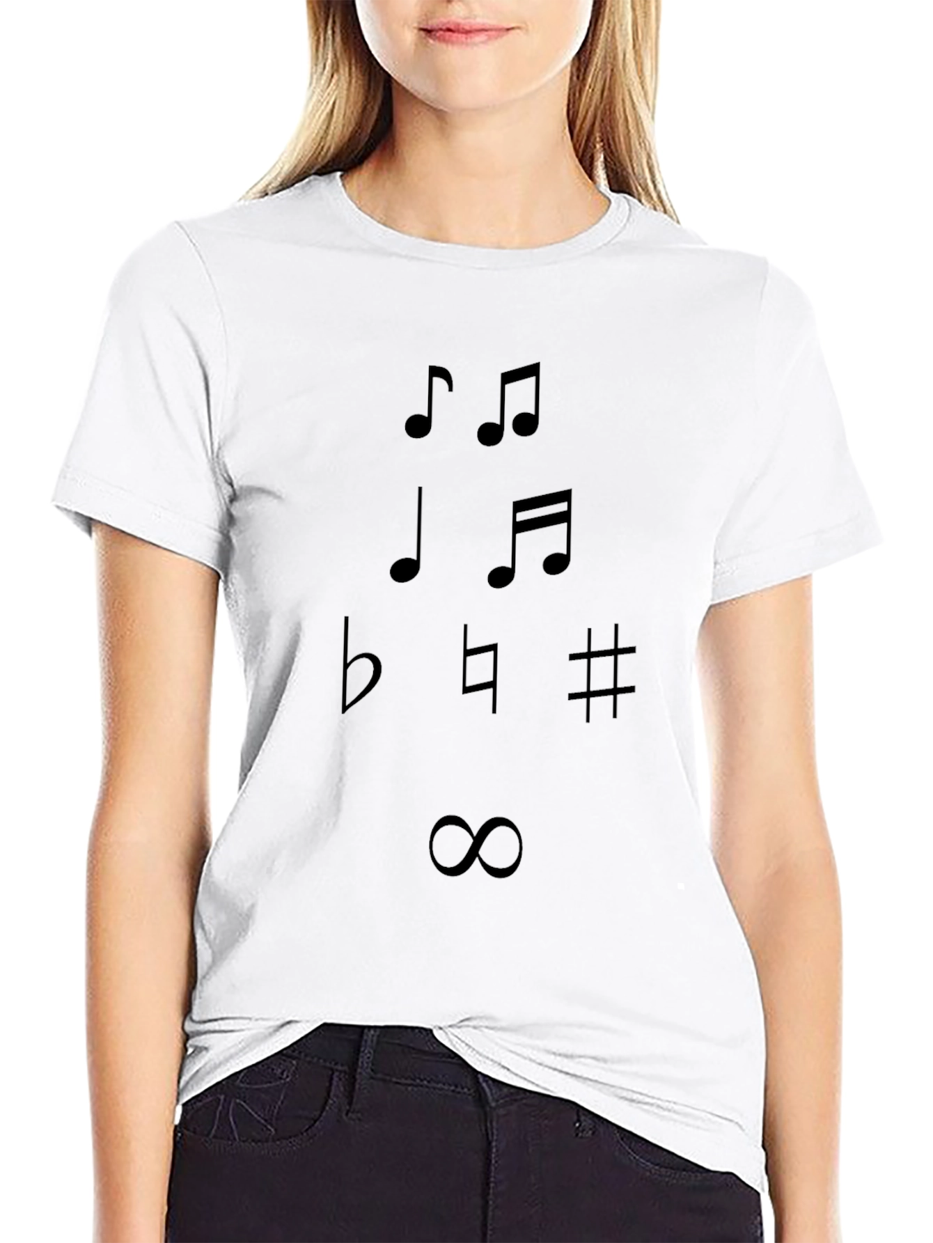 Musical Notes Graphic Black T-Shirt