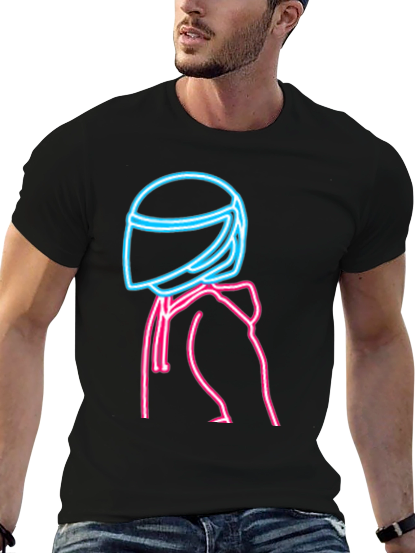 Neon Rider Graphic T-Shirt - Black