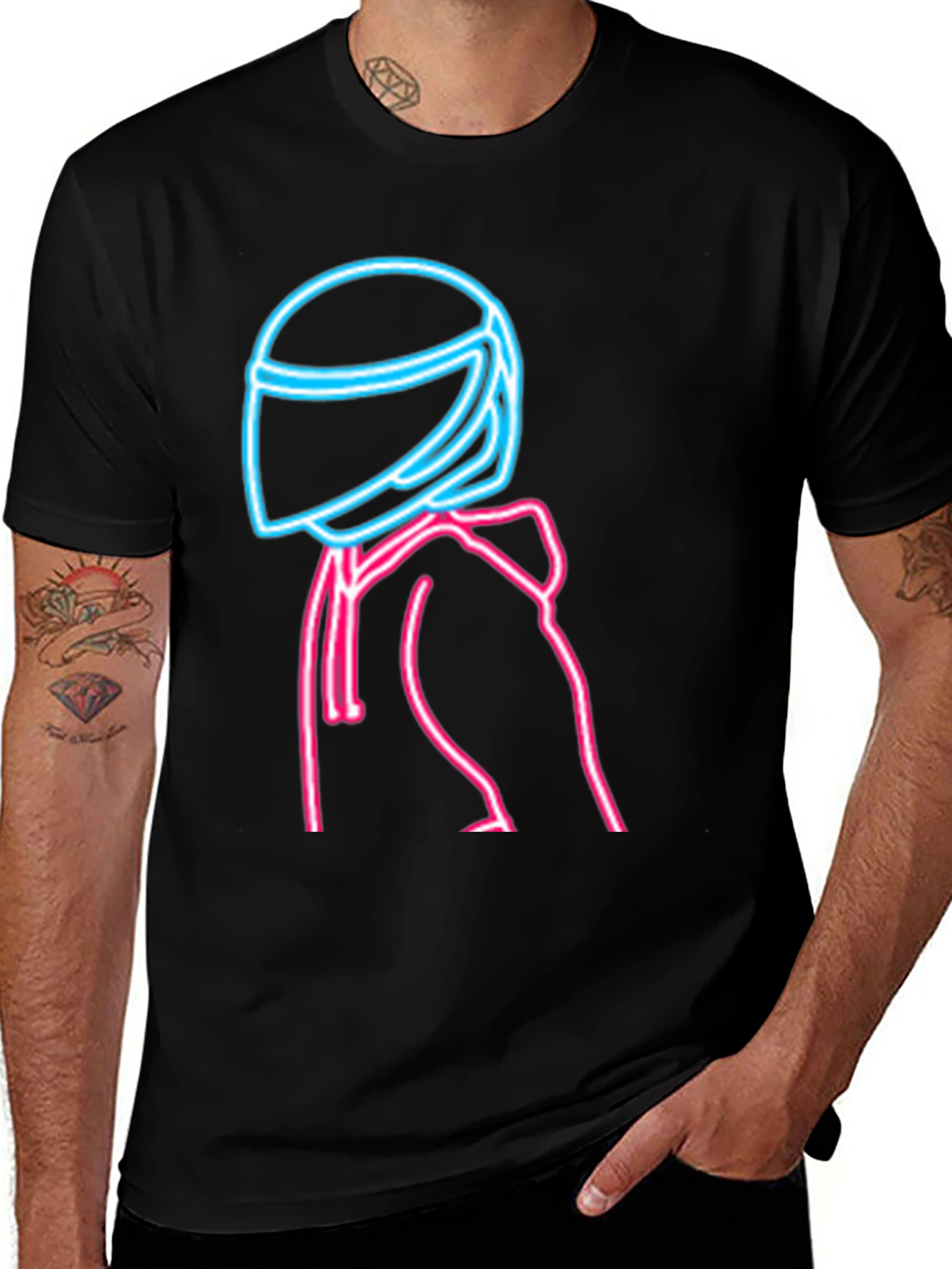 Neon Rider Graphic T-Shirt - Black