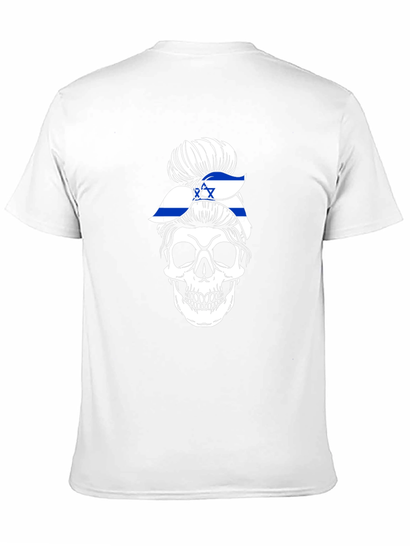 Skull Israel Flag Messy Bun T-Shirt