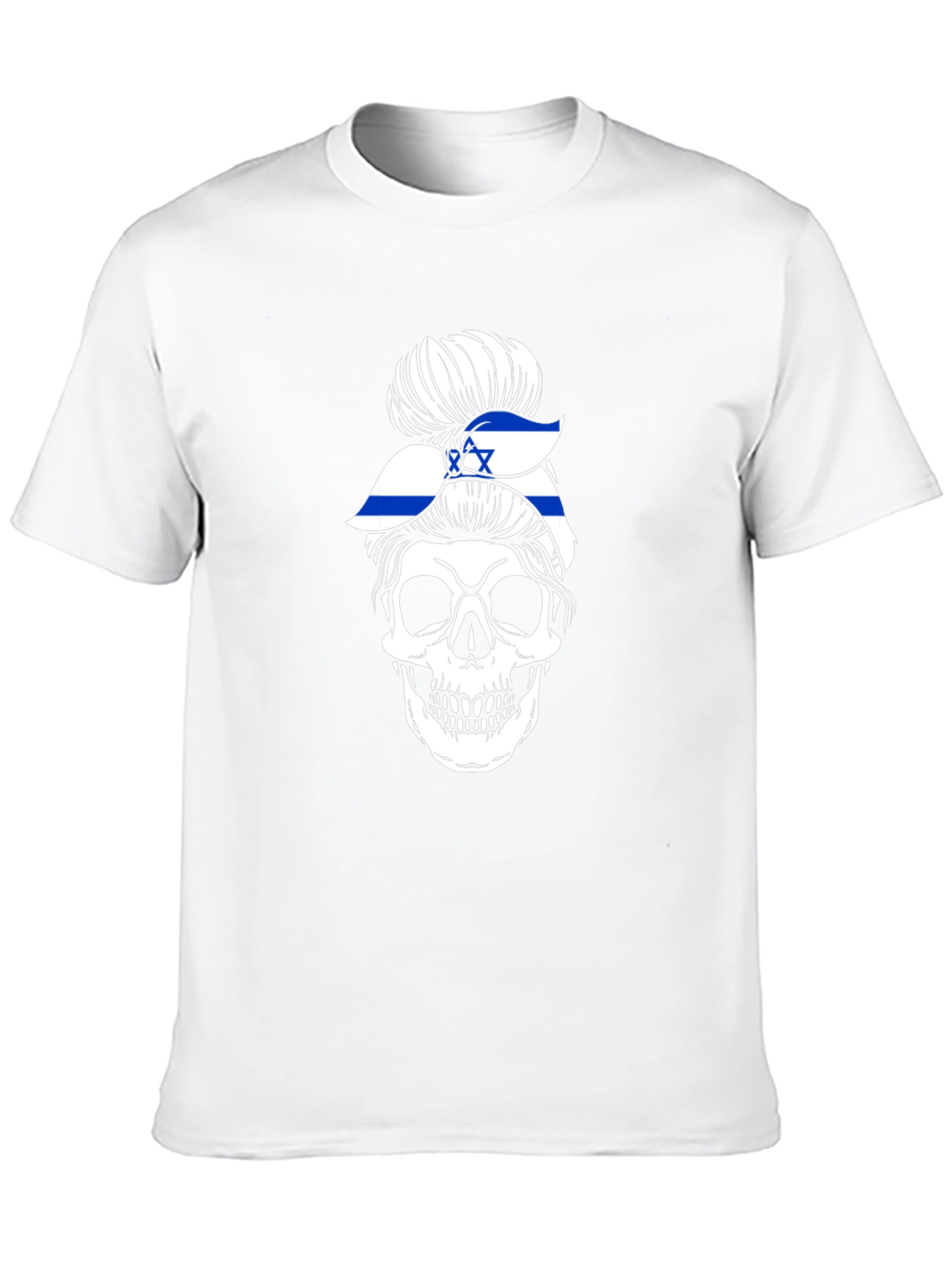 Skull Israel Flag Messy Bun T-Shirt