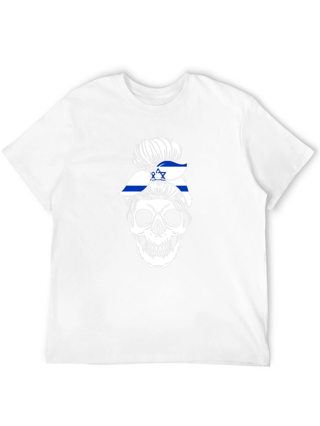 Skull Israel Flag Messy Bun T-Shirt