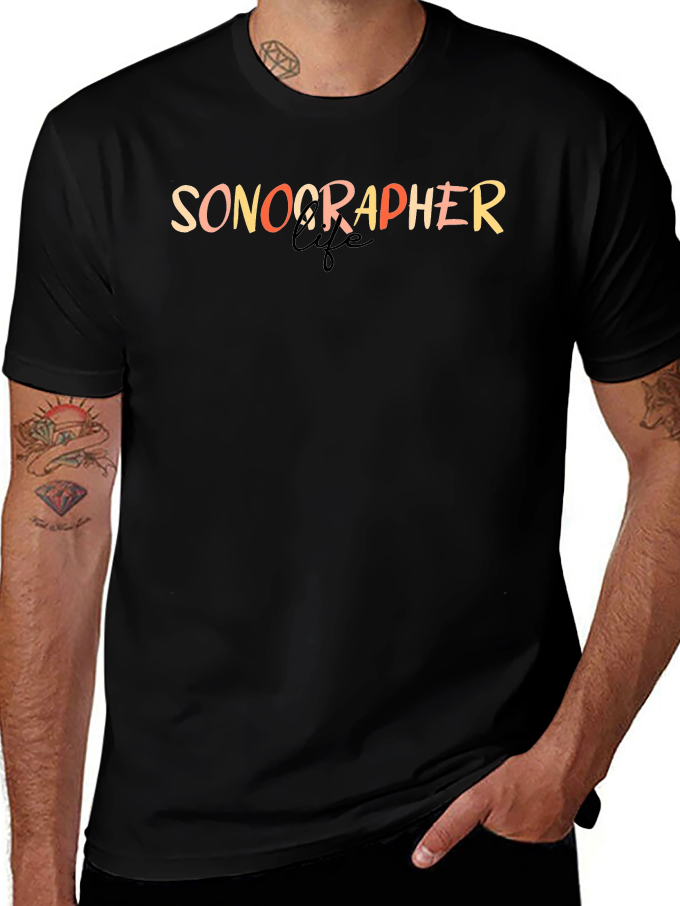 Sonographer Life Black Graphic Tee