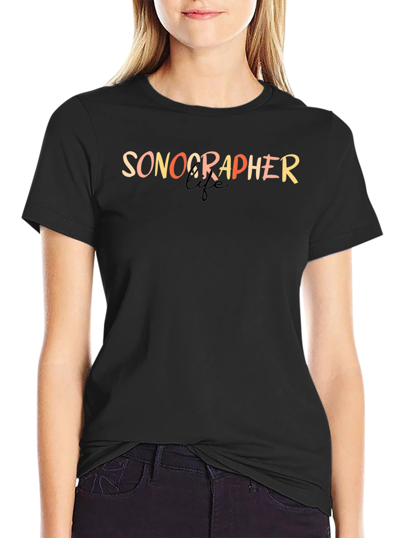 Sonographer Life Black Graphic Tee