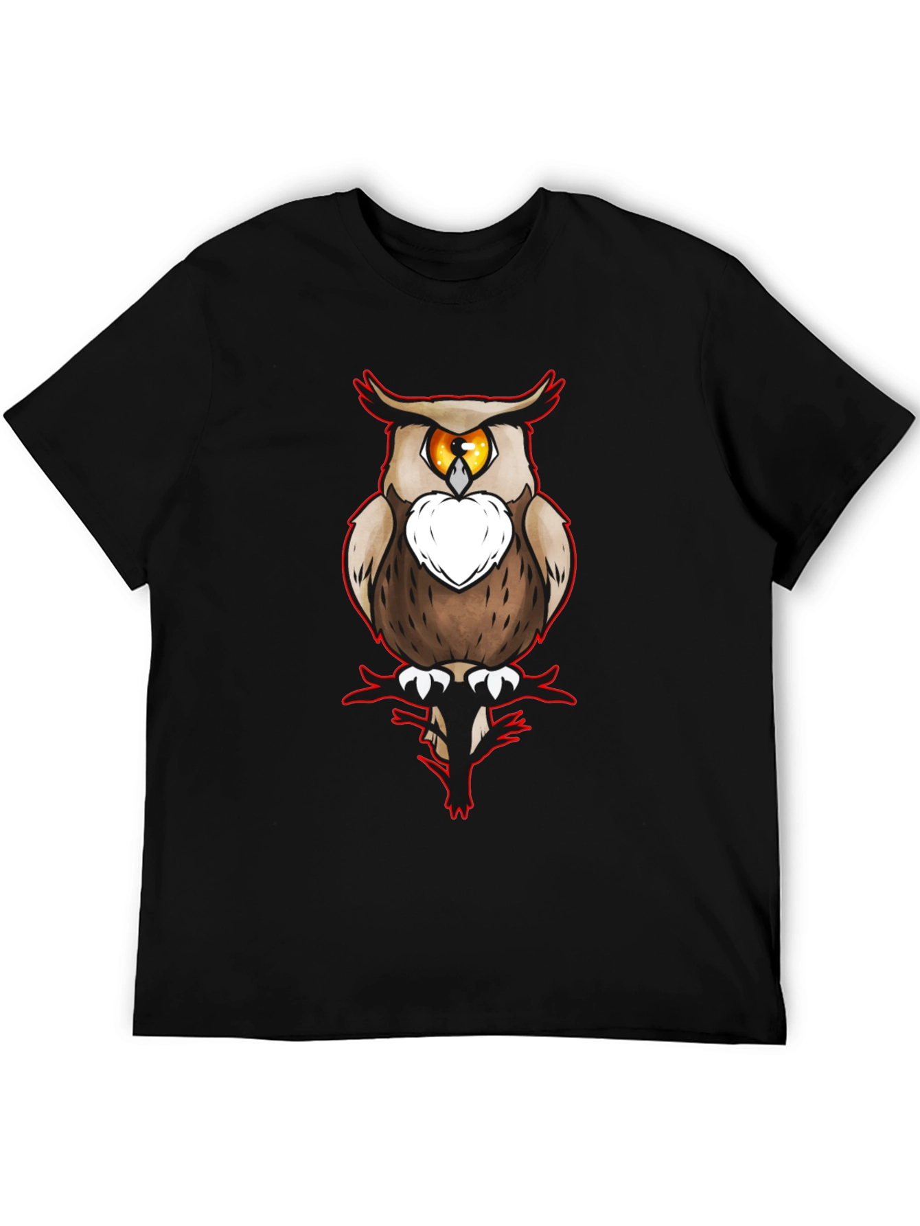 Owl Graphic Print Black T-Shirt for Men