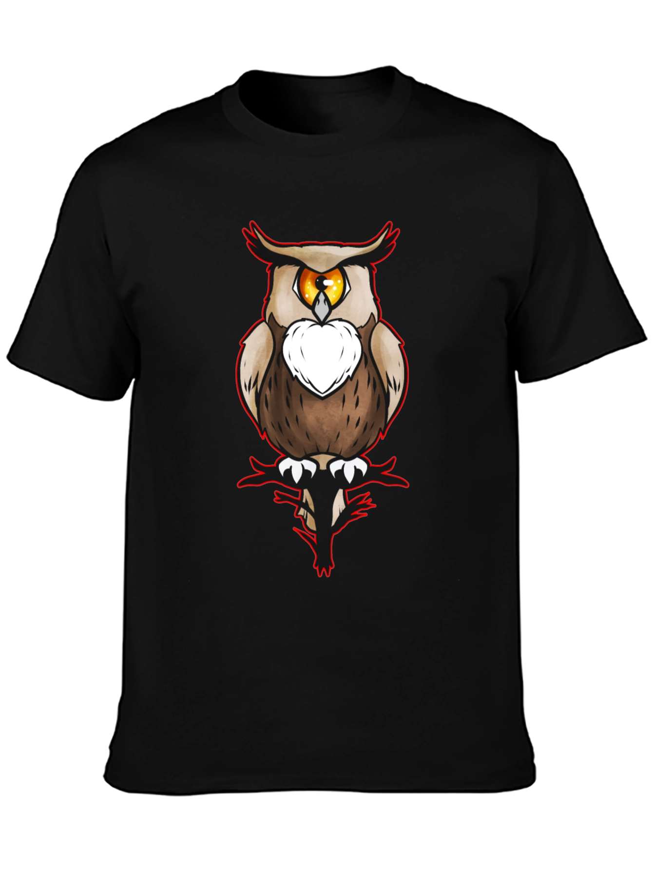Owl Graphic Print Black T-Shirt for Men