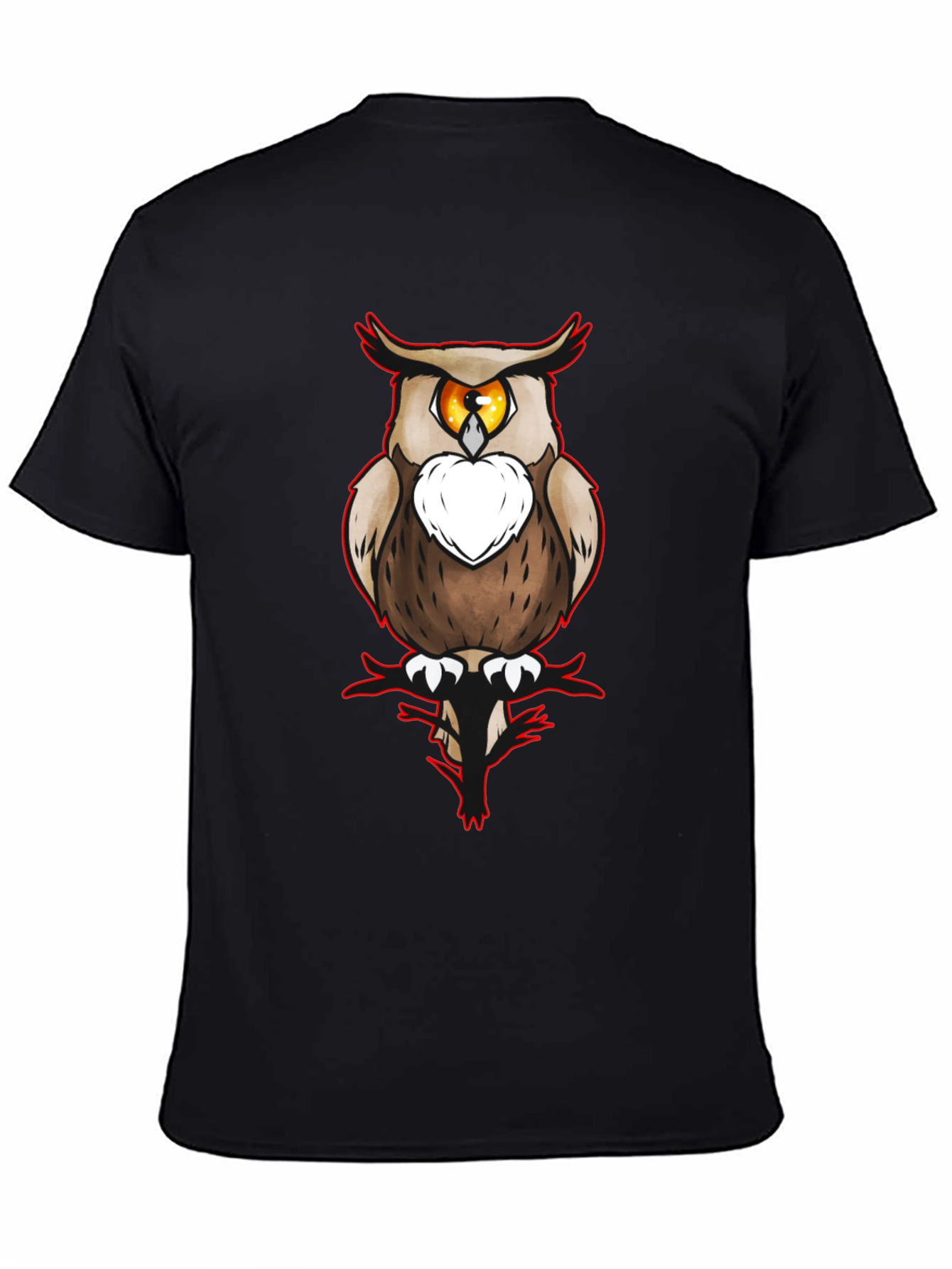 Owl Graphic Print Black T-Shirt for Men