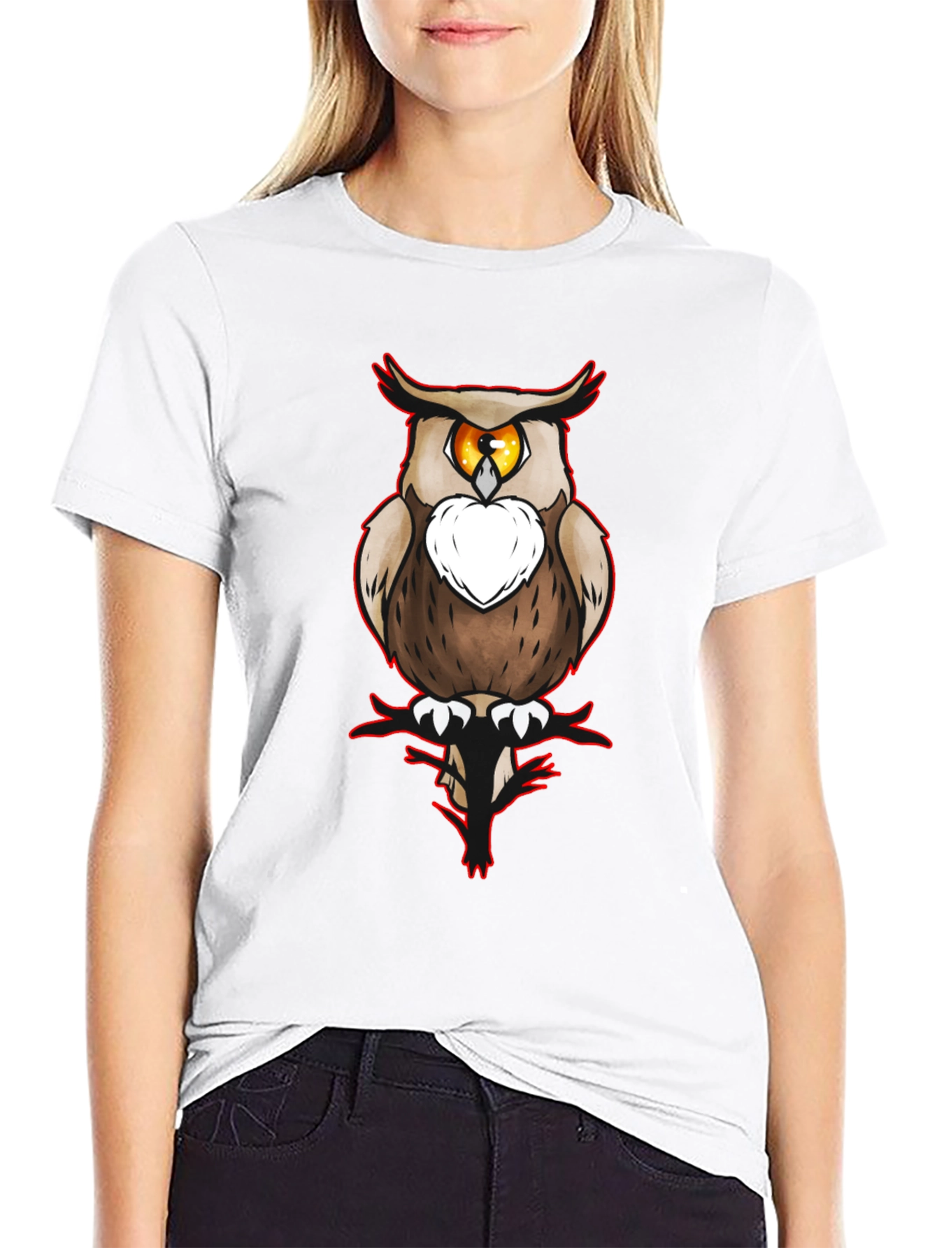 Owl Graphic Print Black T-Shirt for Men