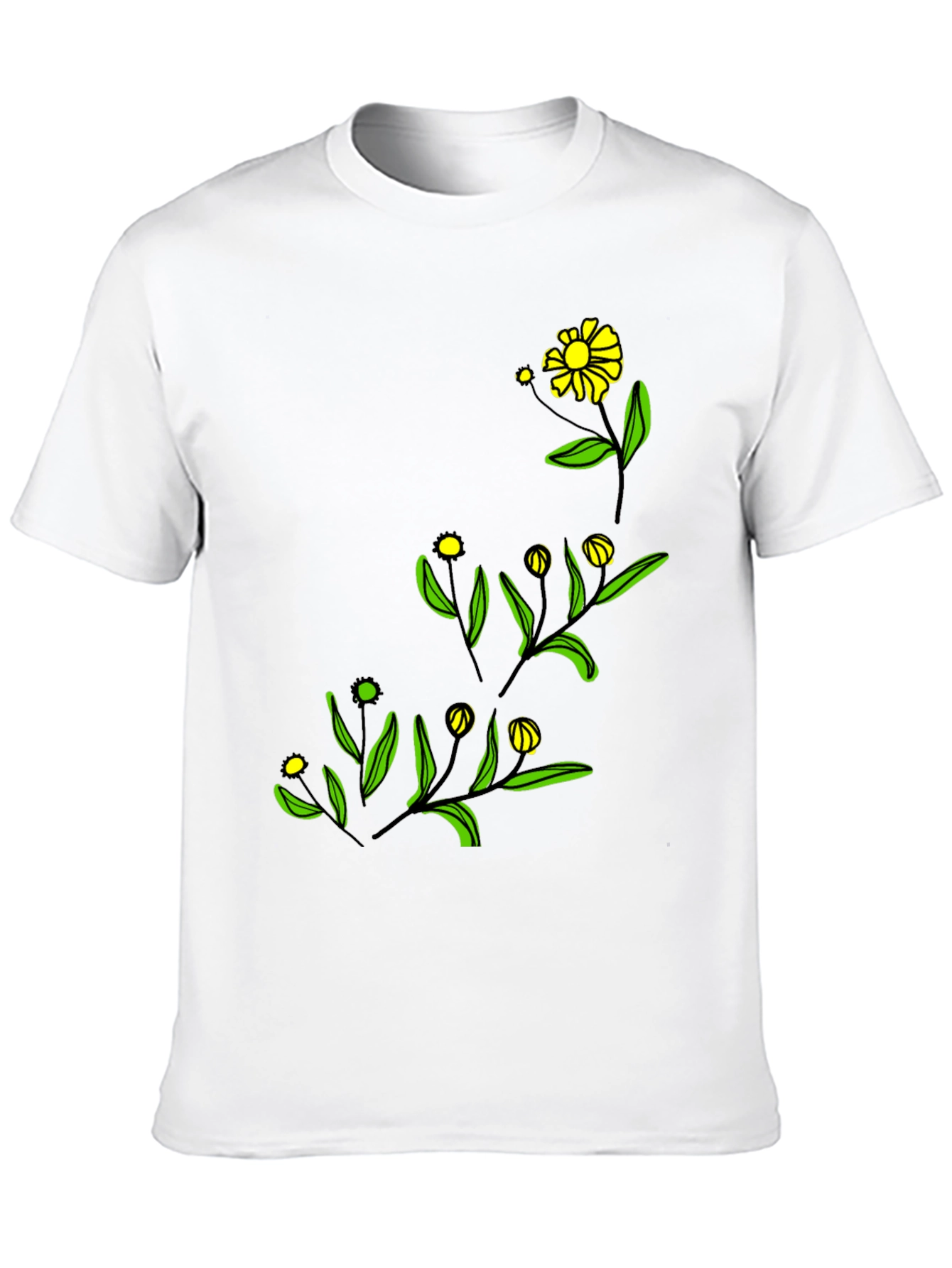 Black Floral Graphic Tee - Modern Botanical Design