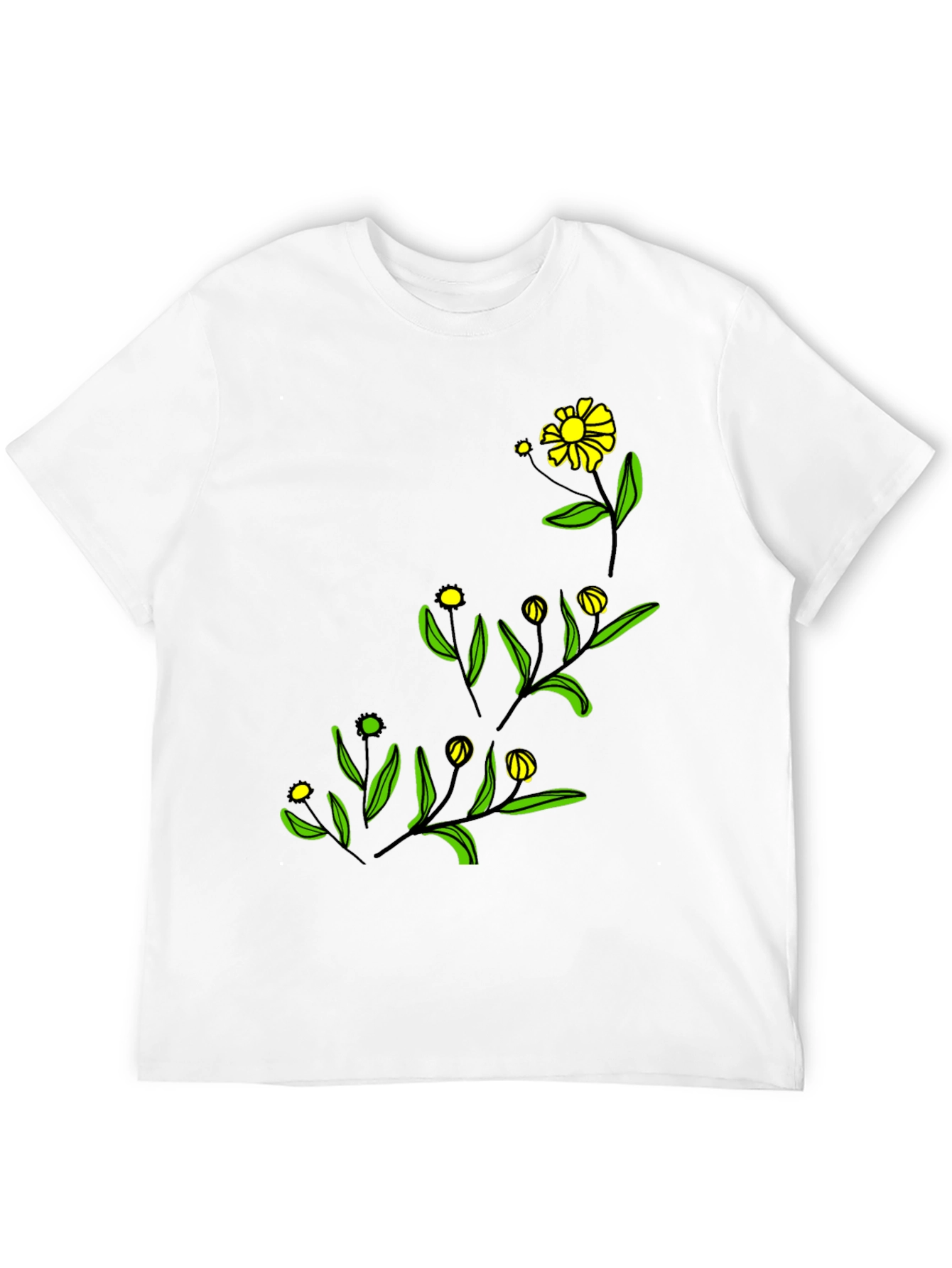 Black Floral Graphic Tee - Modern Botanical Design
