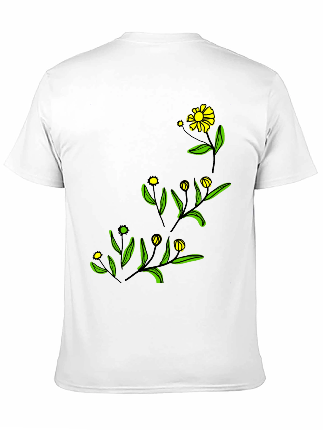 Black Floral Graphic Tee - Modern Botanical Design