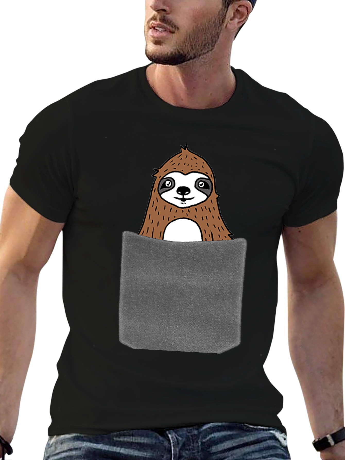 Sloth Pocket T-Shirt - Novelty Graphic Tee