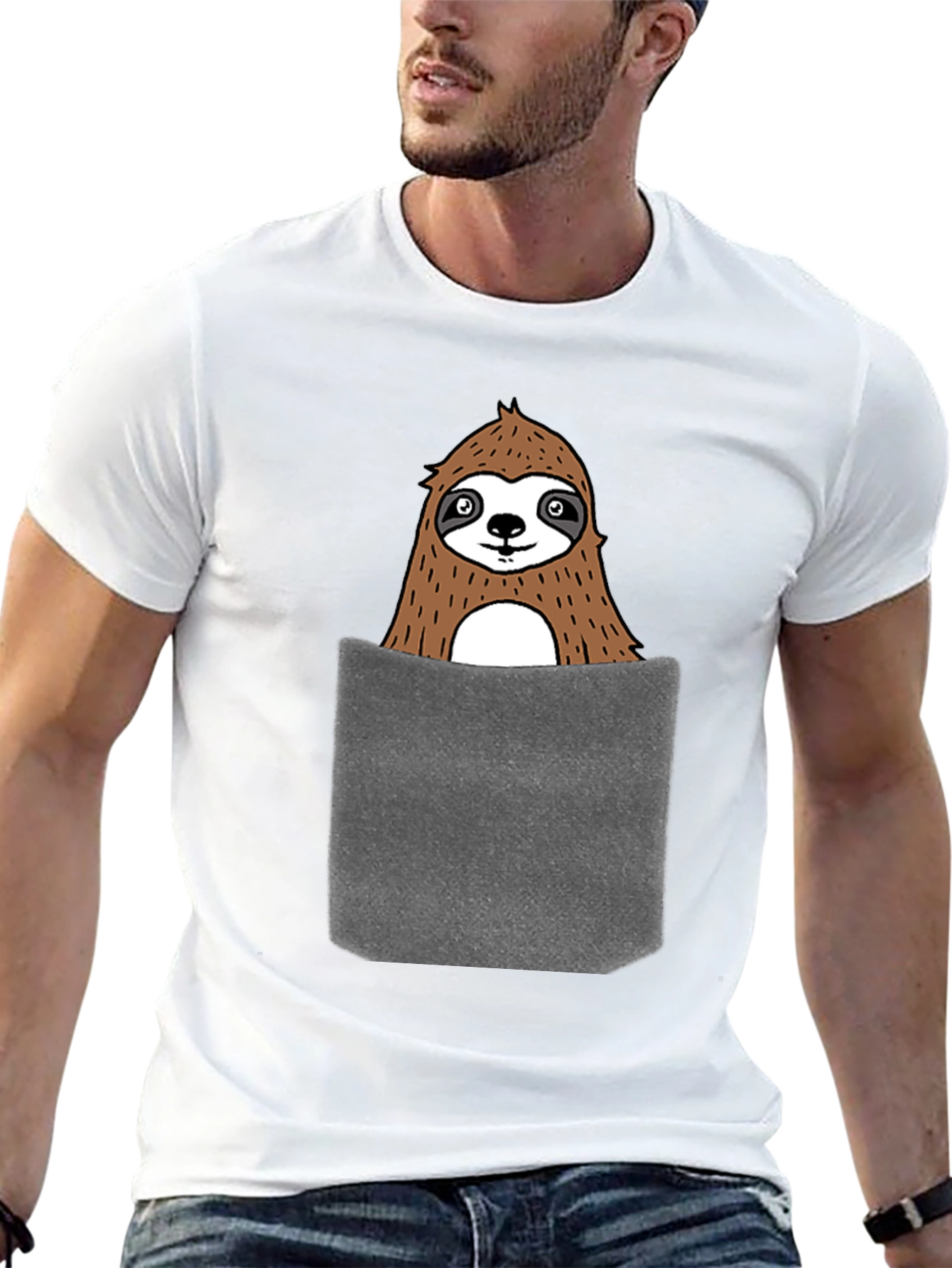 Sloth Pocket T-Shirt - Novelty Graphic Tee