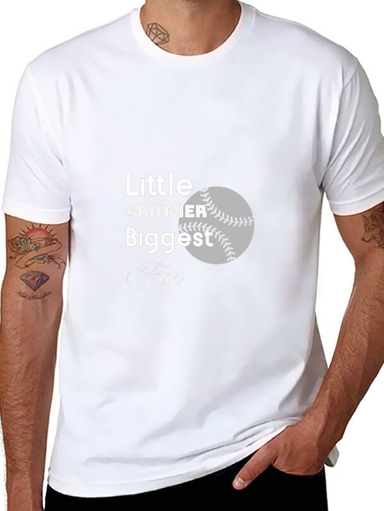 Little Brother Biggest Fan Baseball T-Shirt