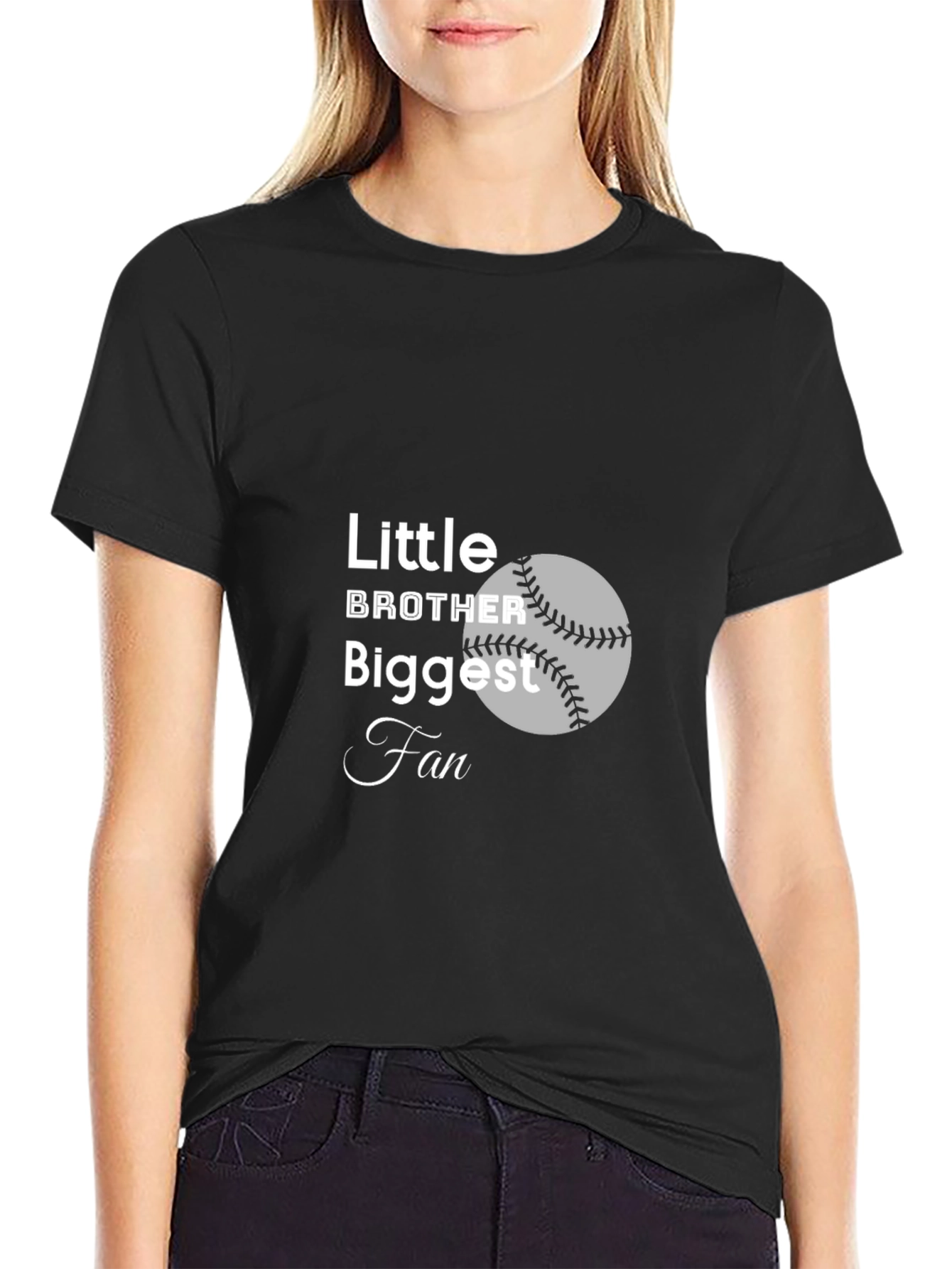Little Brother Biggest Fan Baseball T-Shirt