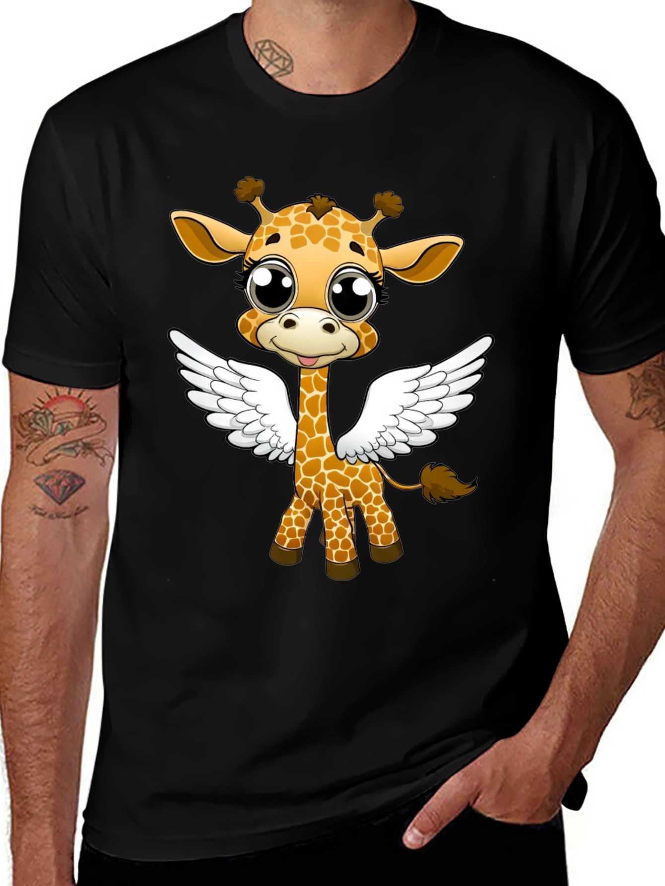 Giraffe Angel Wings Graphic T-Shirt