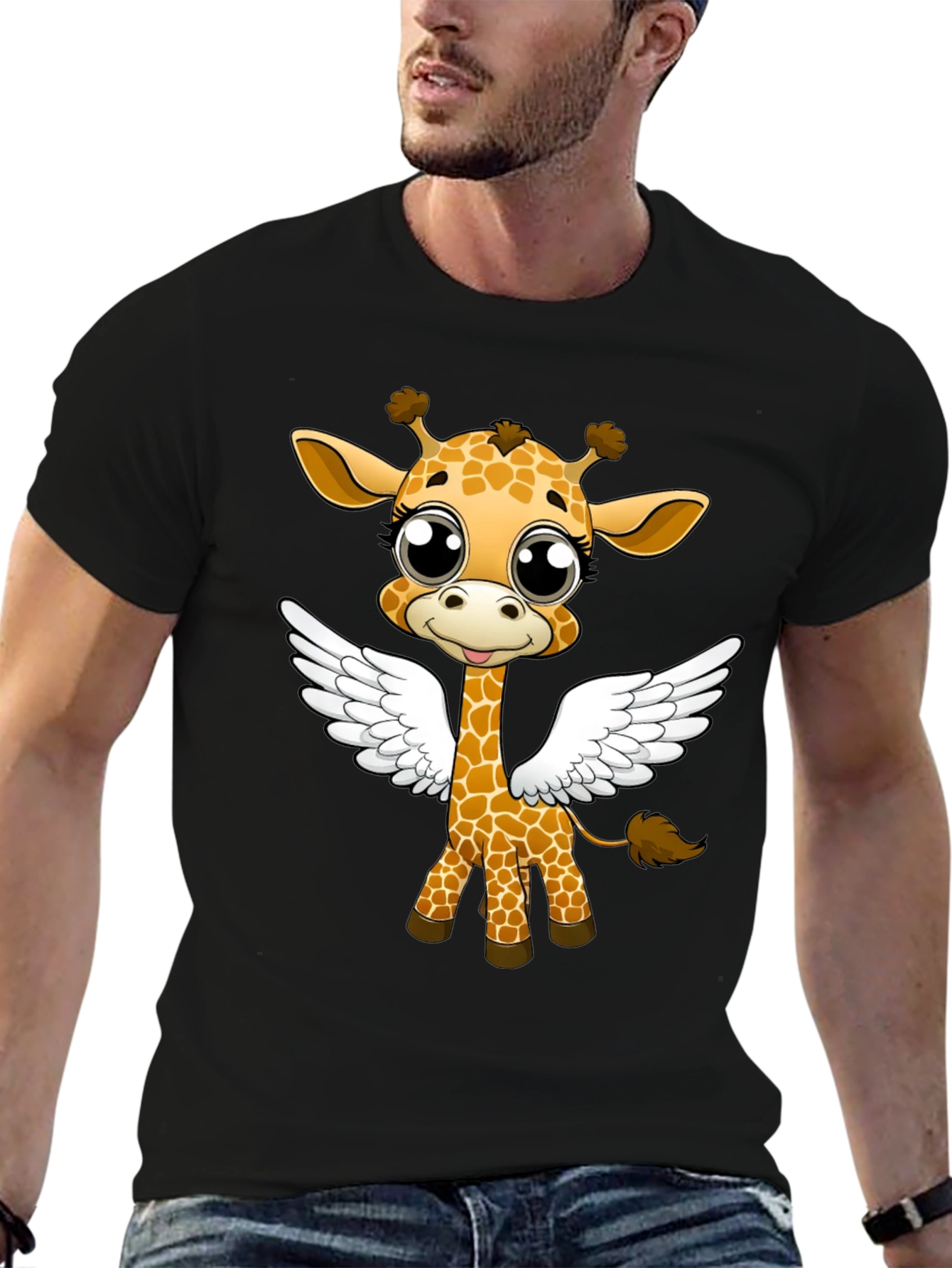 Giraffe Angel Wings Graphic T-Shirt