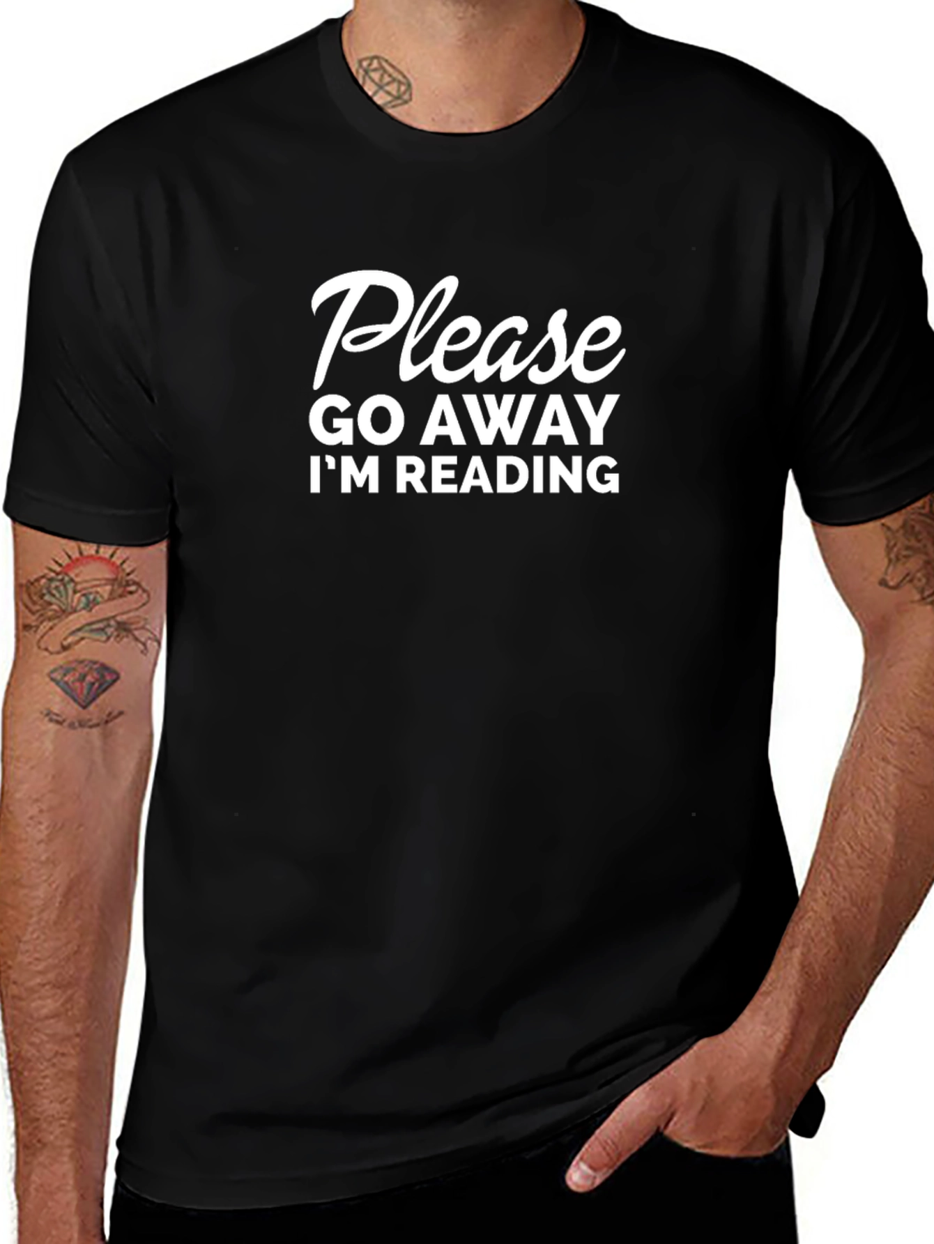 Please Go Away Im Reading - Novelty Tee