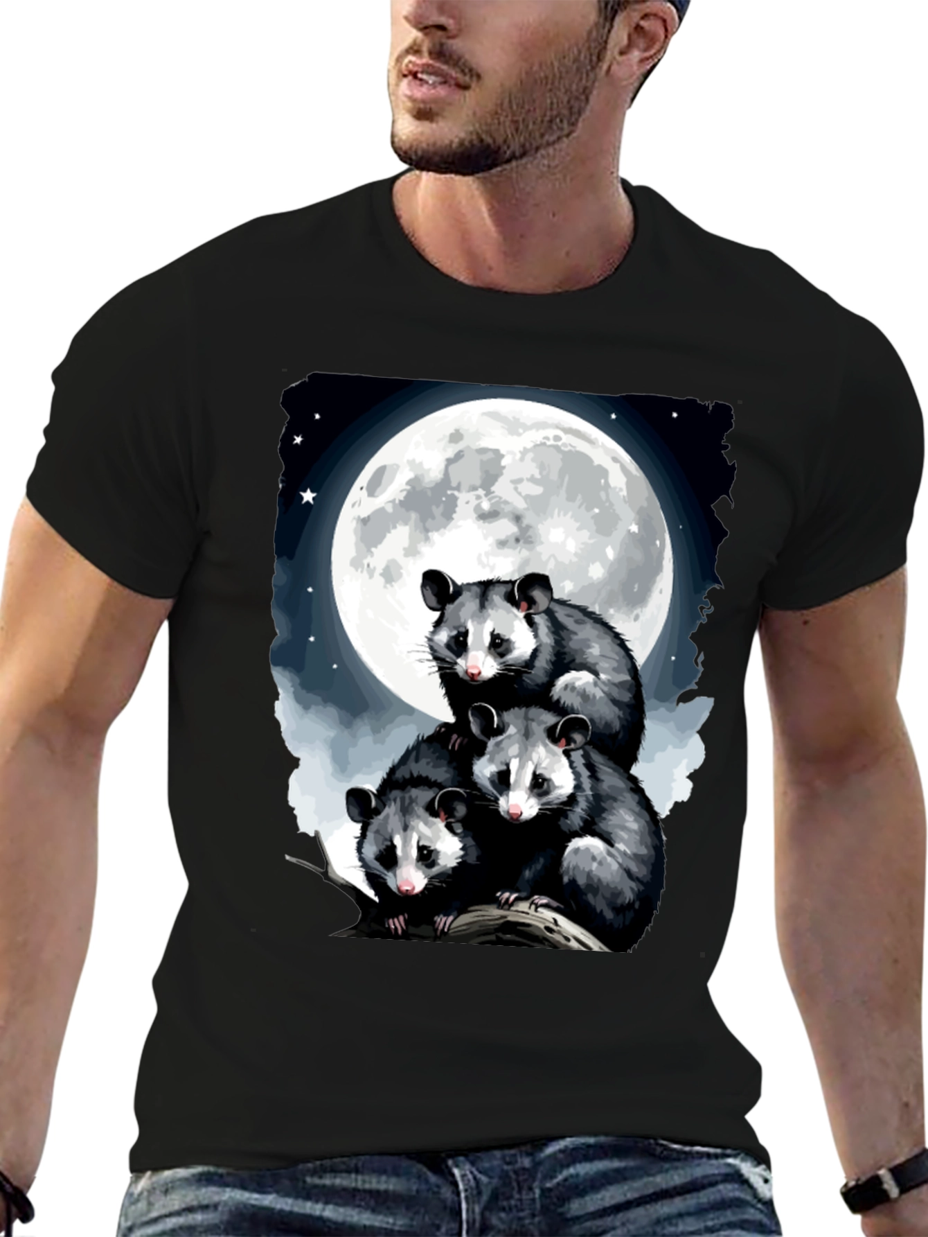 Opossum Moon Graphic Tee | Mens Black T-Shirt