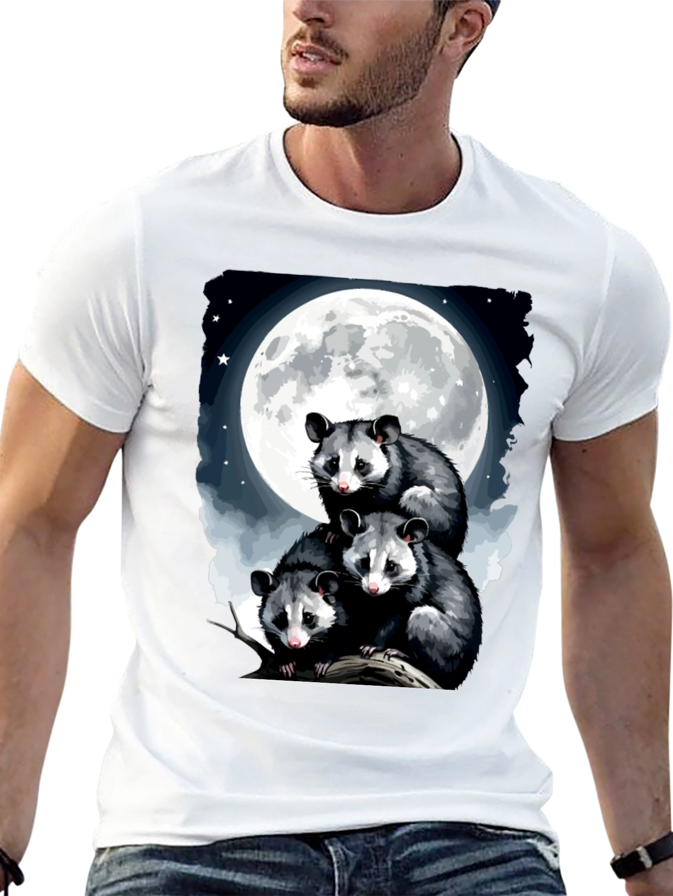 Opossum Moon Graphic Tee | Mens Black T-Shirt