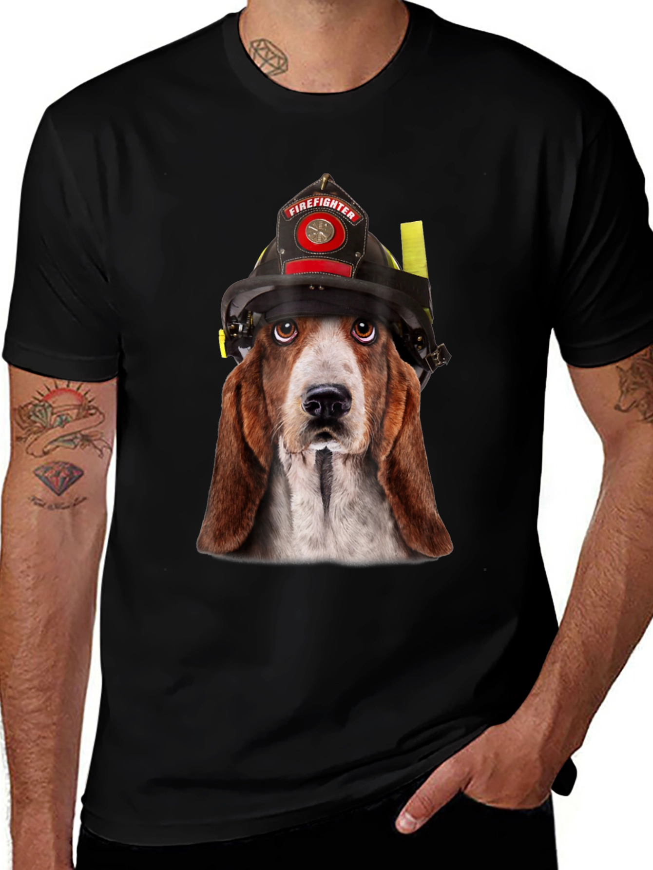 Firefighter Dog T-Shirt - Novelty Graphic Tee
