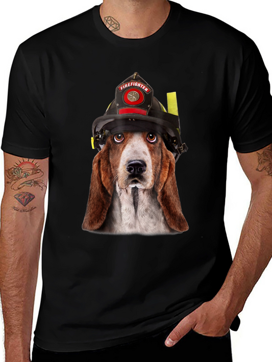 Firefighter Dog T-Shirt - Novelty Graphic Tee