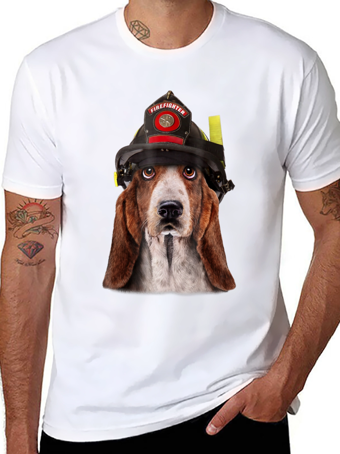 Firefighter Dog T-Shirt - Novelty Graphic Tee