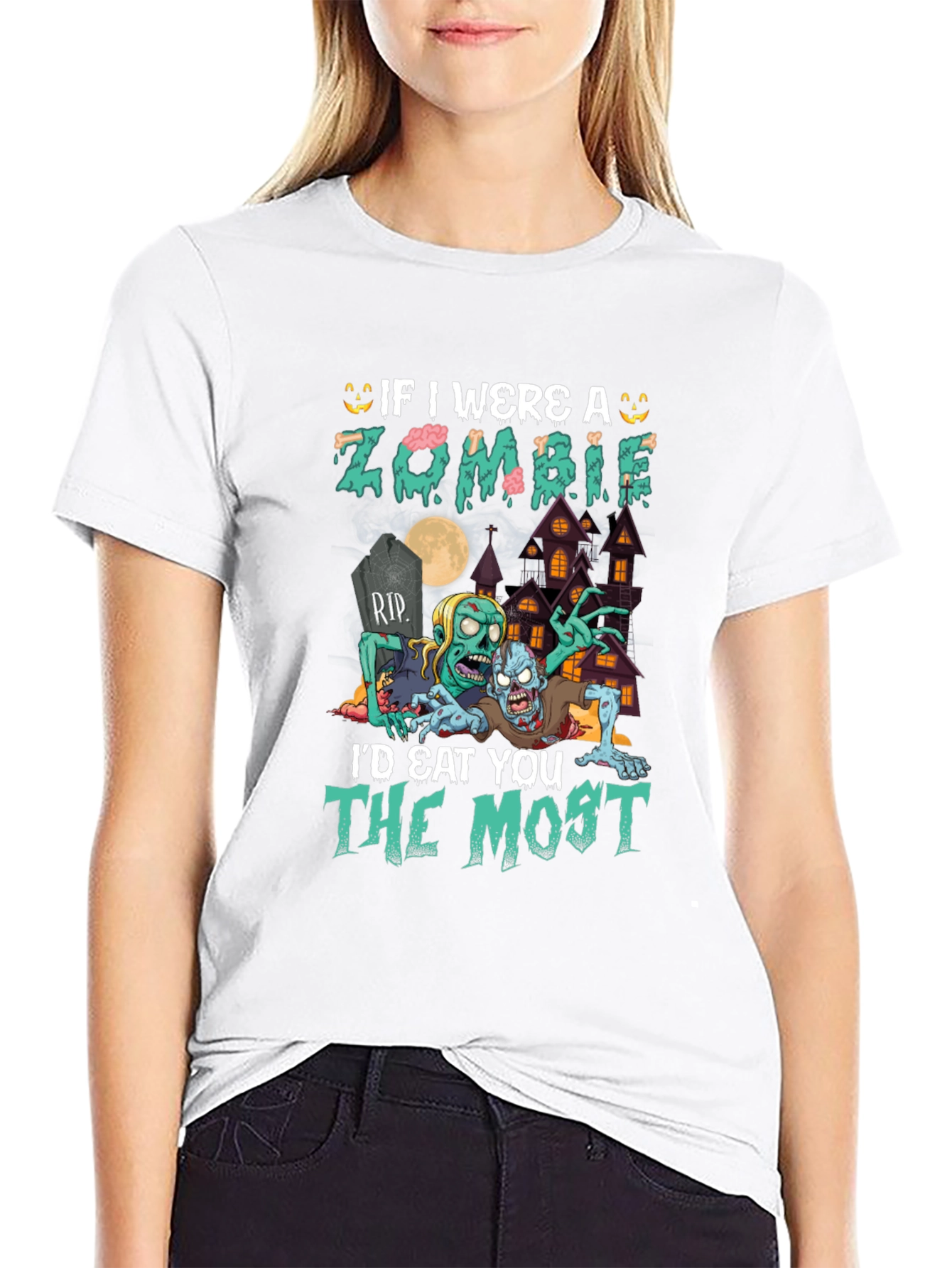 Zombie Halloween T-Shirt: Id Eat You the Most