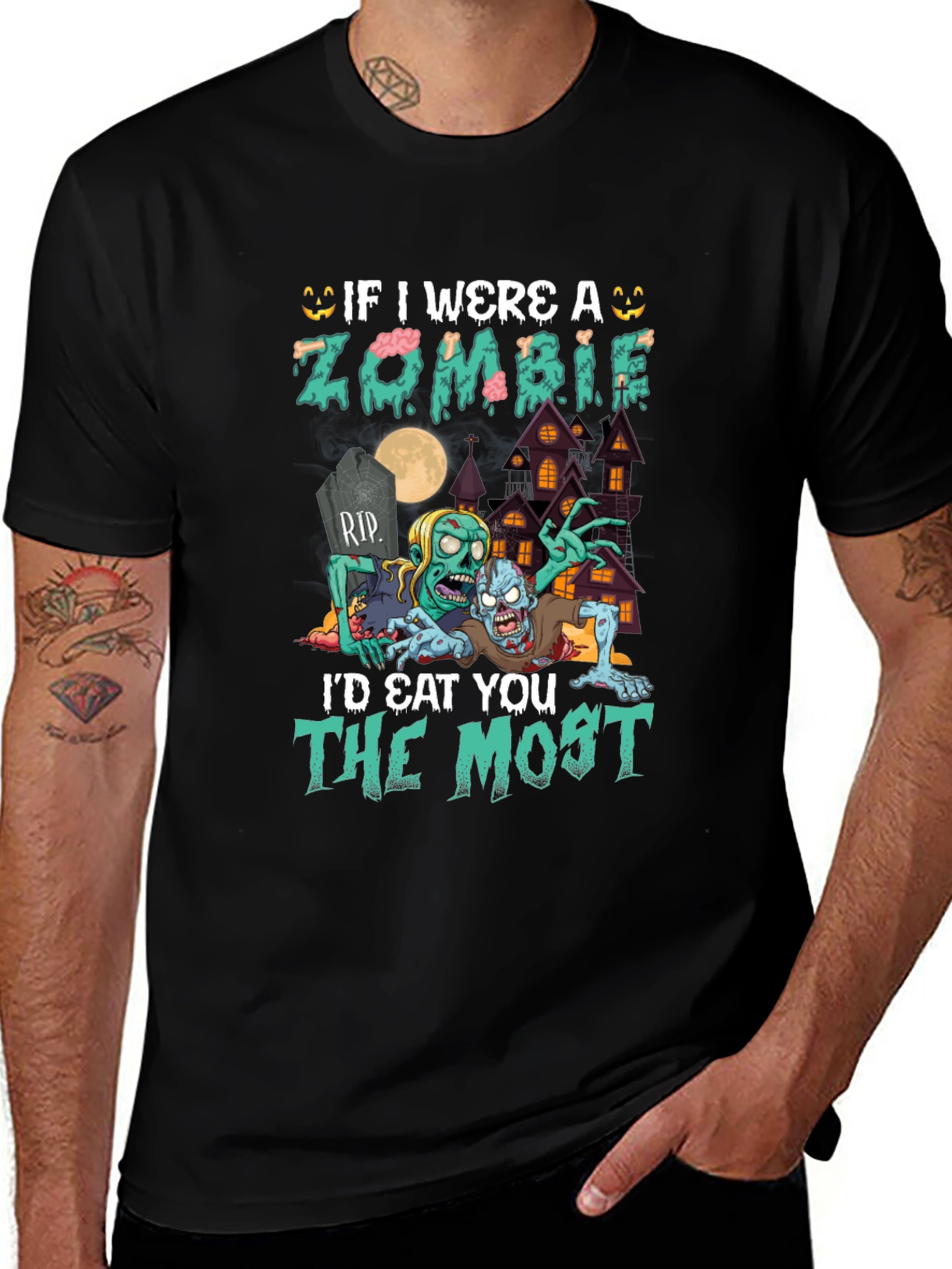 Zombie Halloween T-Shirt: Id Eat You the Most