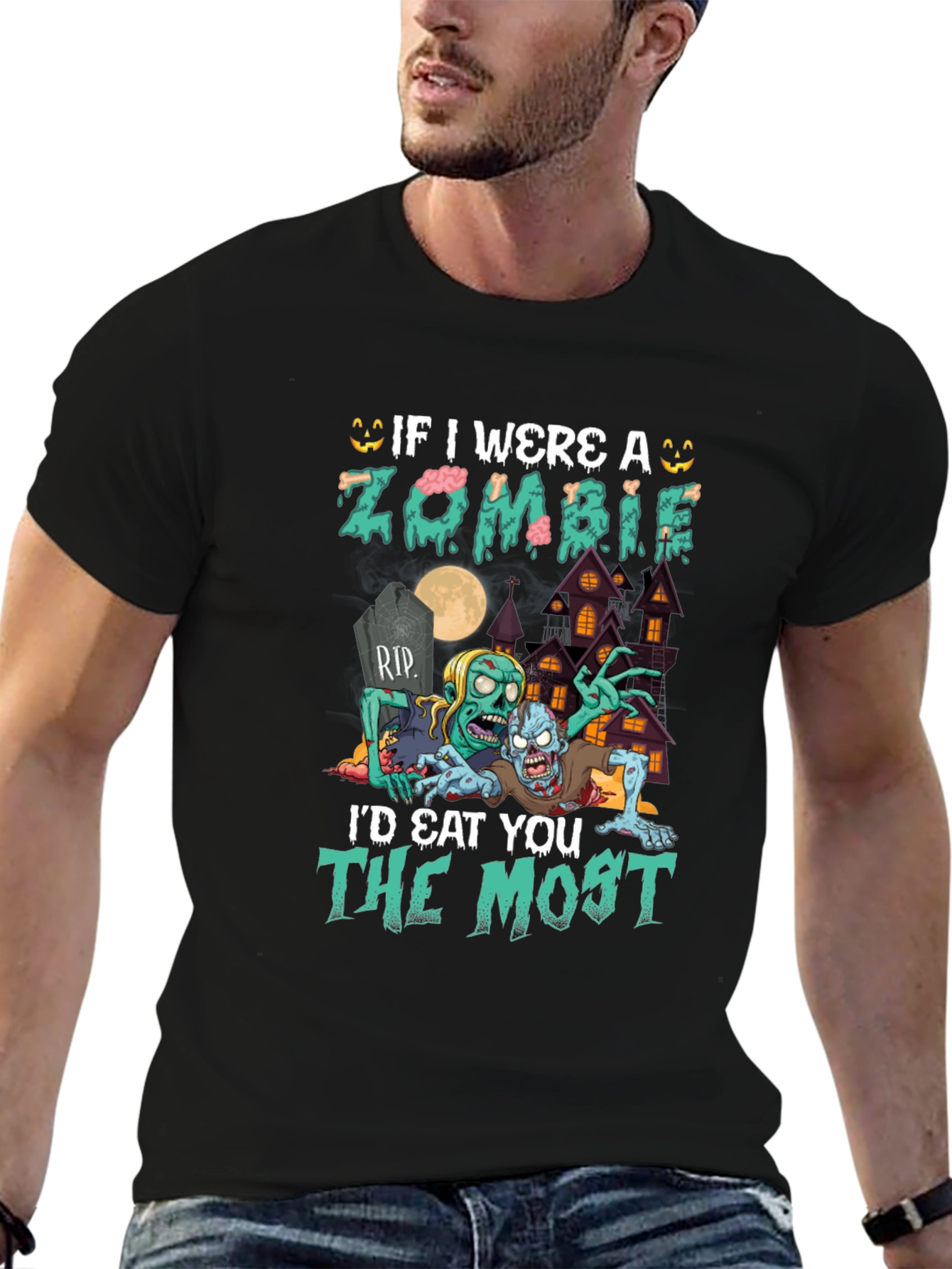 Zombie Halloween T-Shirt: Id Eat You the Most