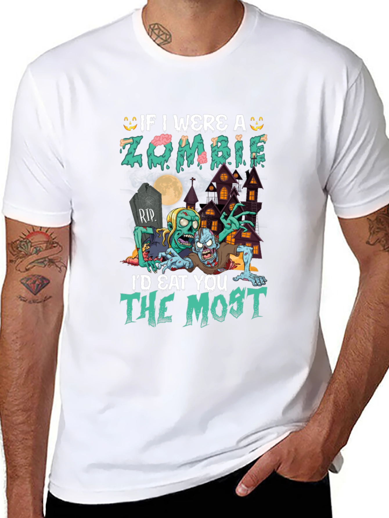 Zombie Halloween T-Shirt: Id Eat You the Most