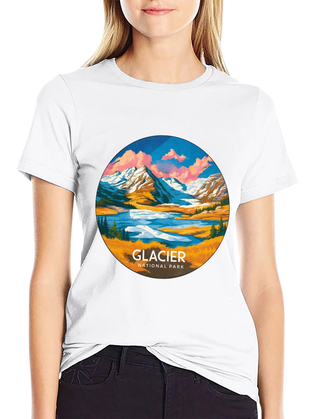 Glacier National Park T-Shirt - Black Cotton Tee