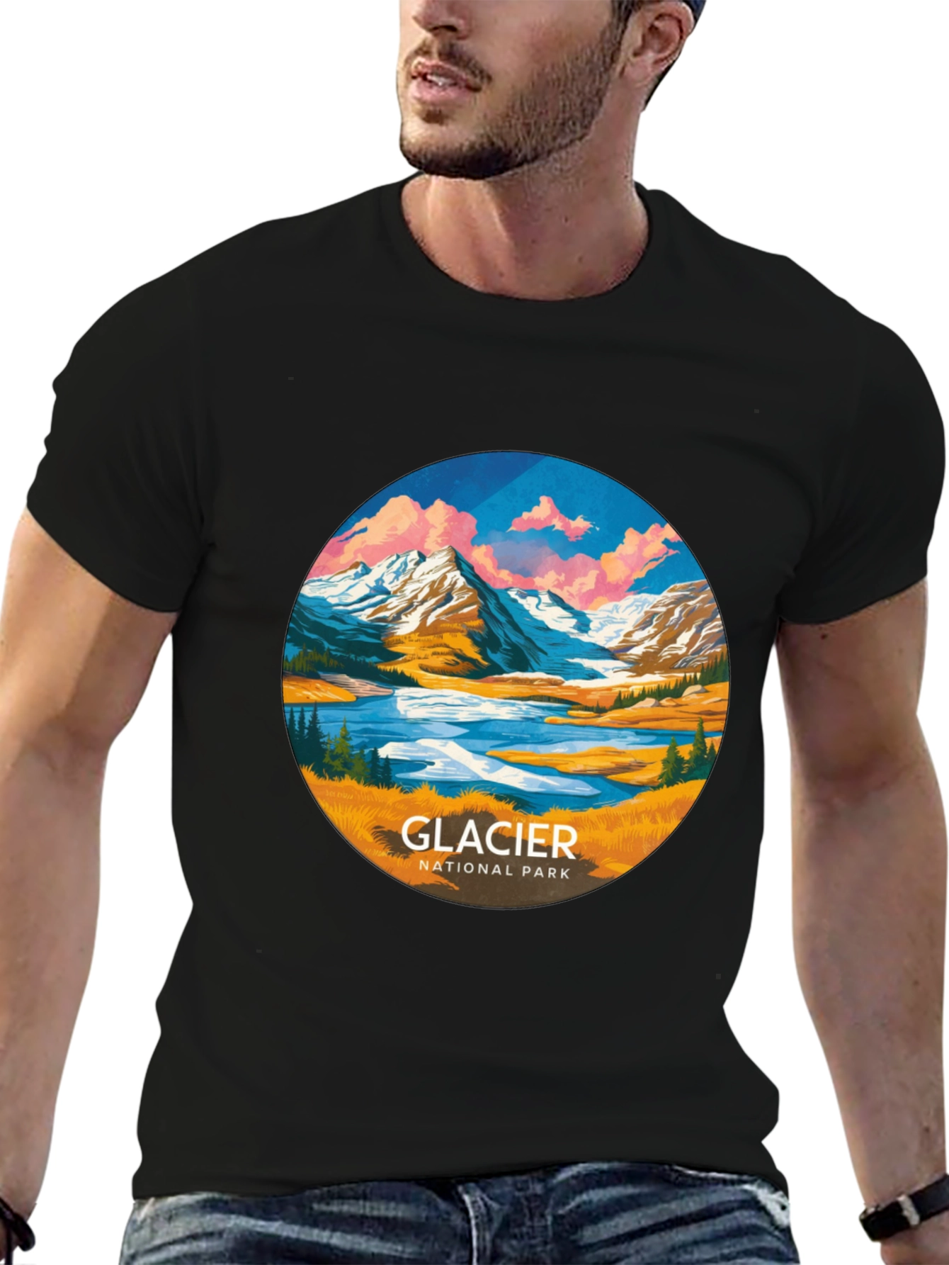 Glacier National Park T-Shirt - Black Cotton Tee