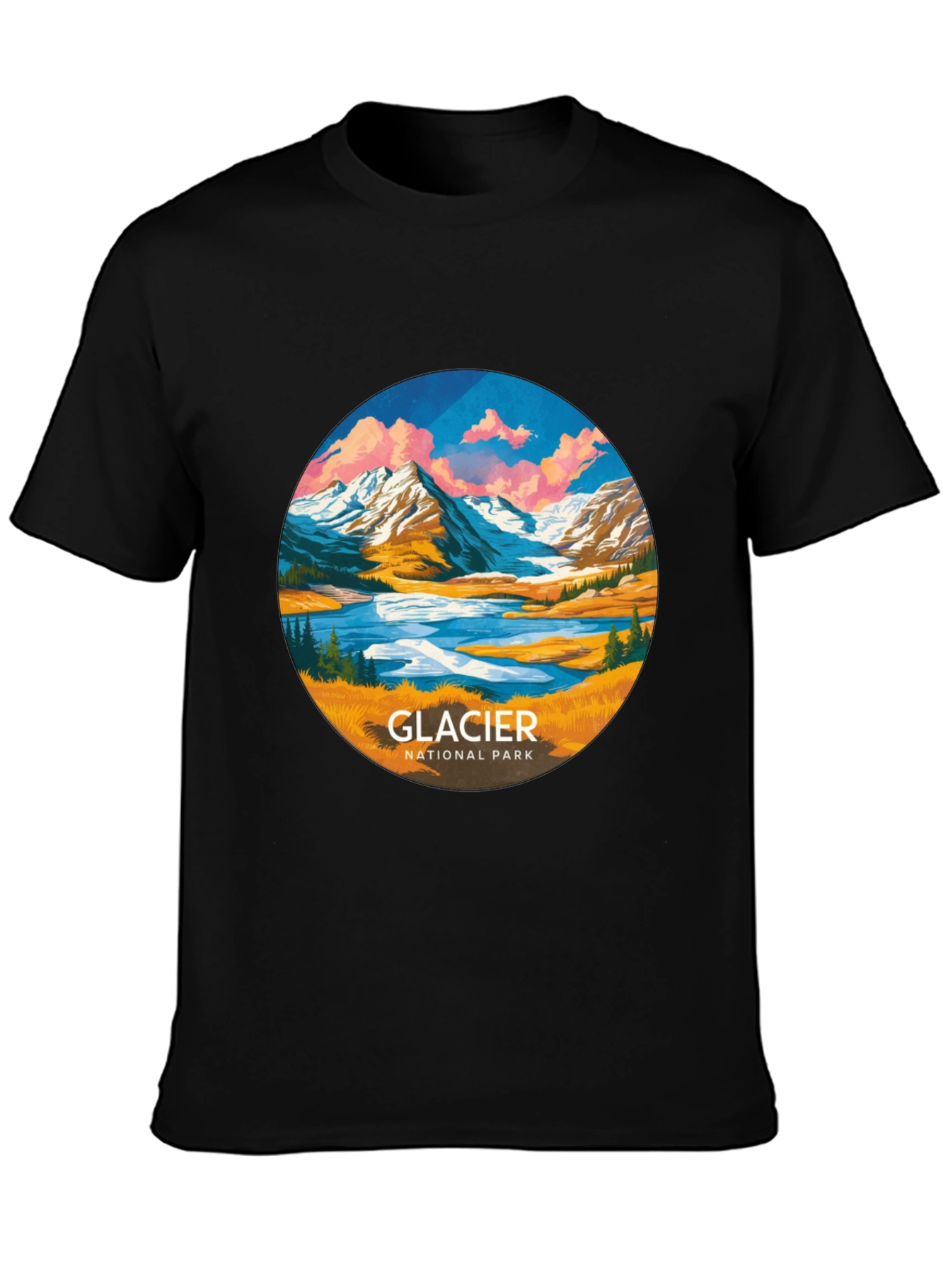 Glacier National Park T-Shirt - Black Cotton Tee