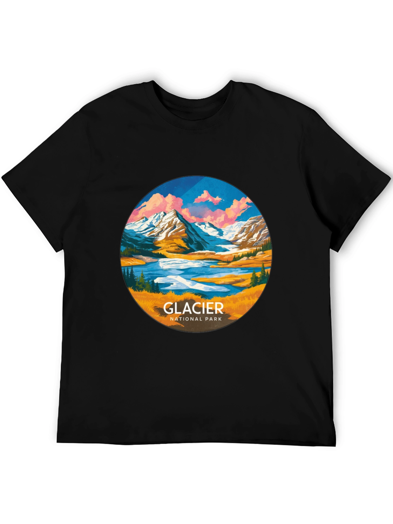 Glacier National Park T-Shirt - Black Cotton Tee