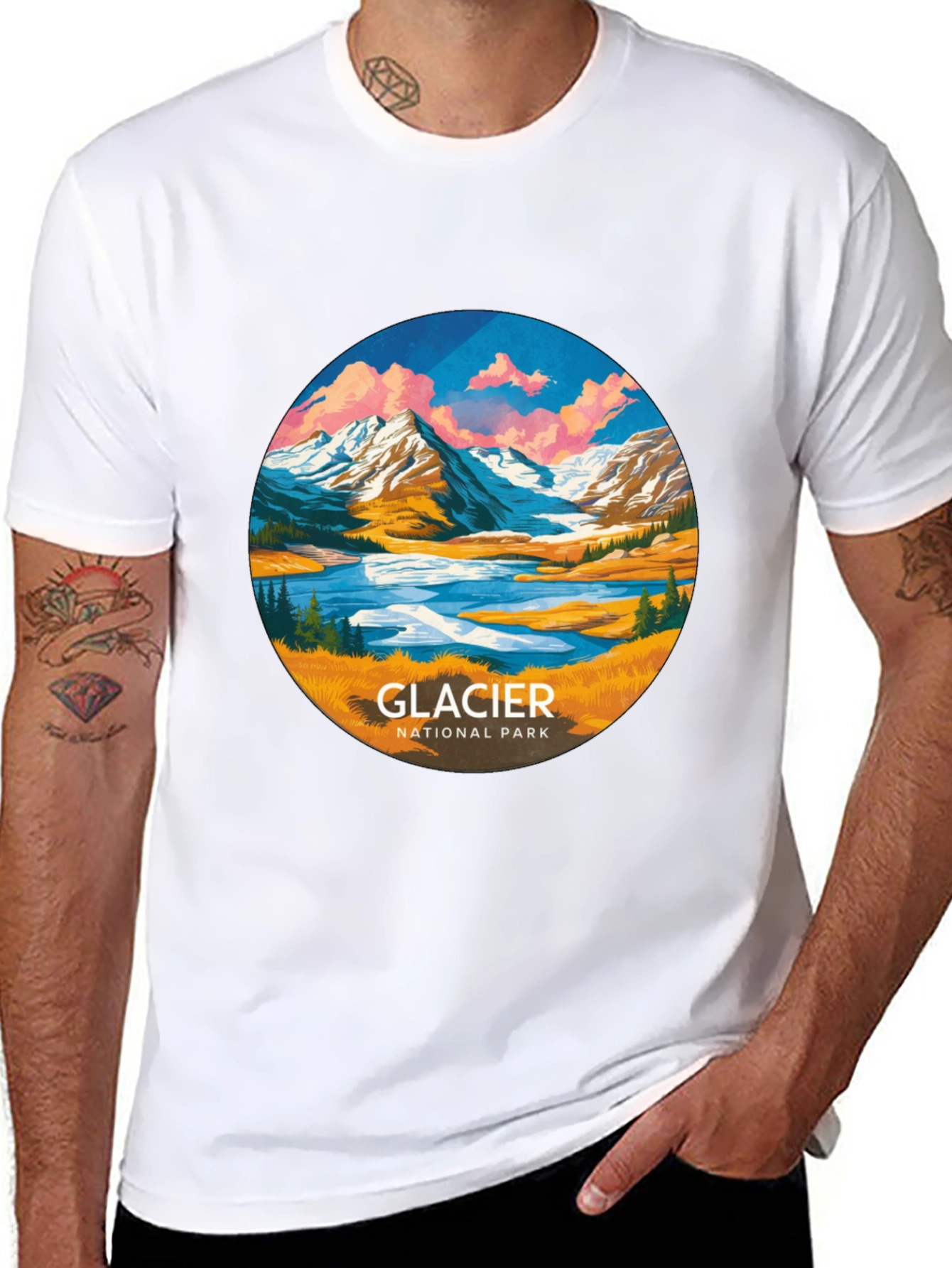 Glacier National Park T-Shirt - Black Cotton Tee
