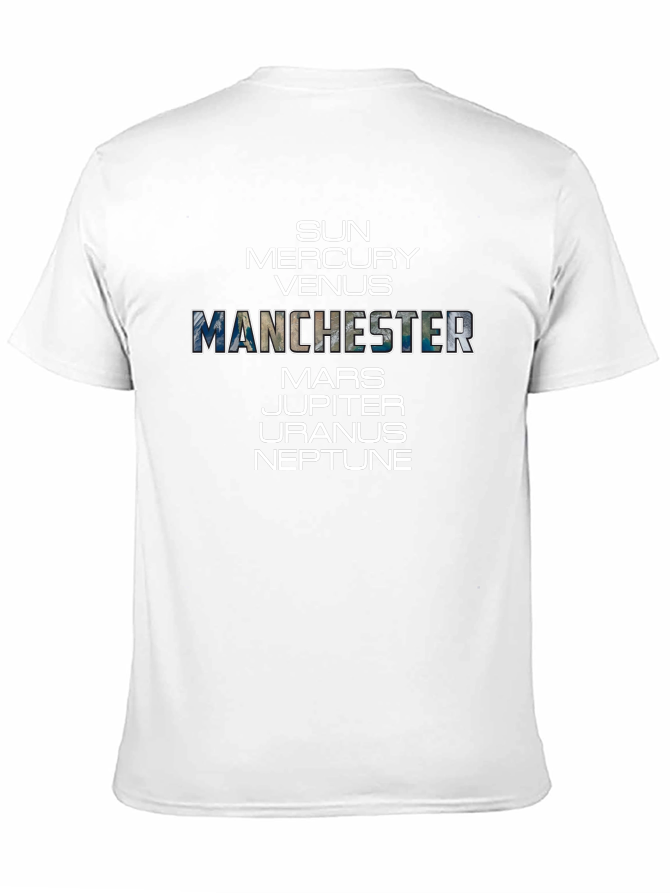 Planets & Manchester Graphic Tee - Black Cotton T-Shirt